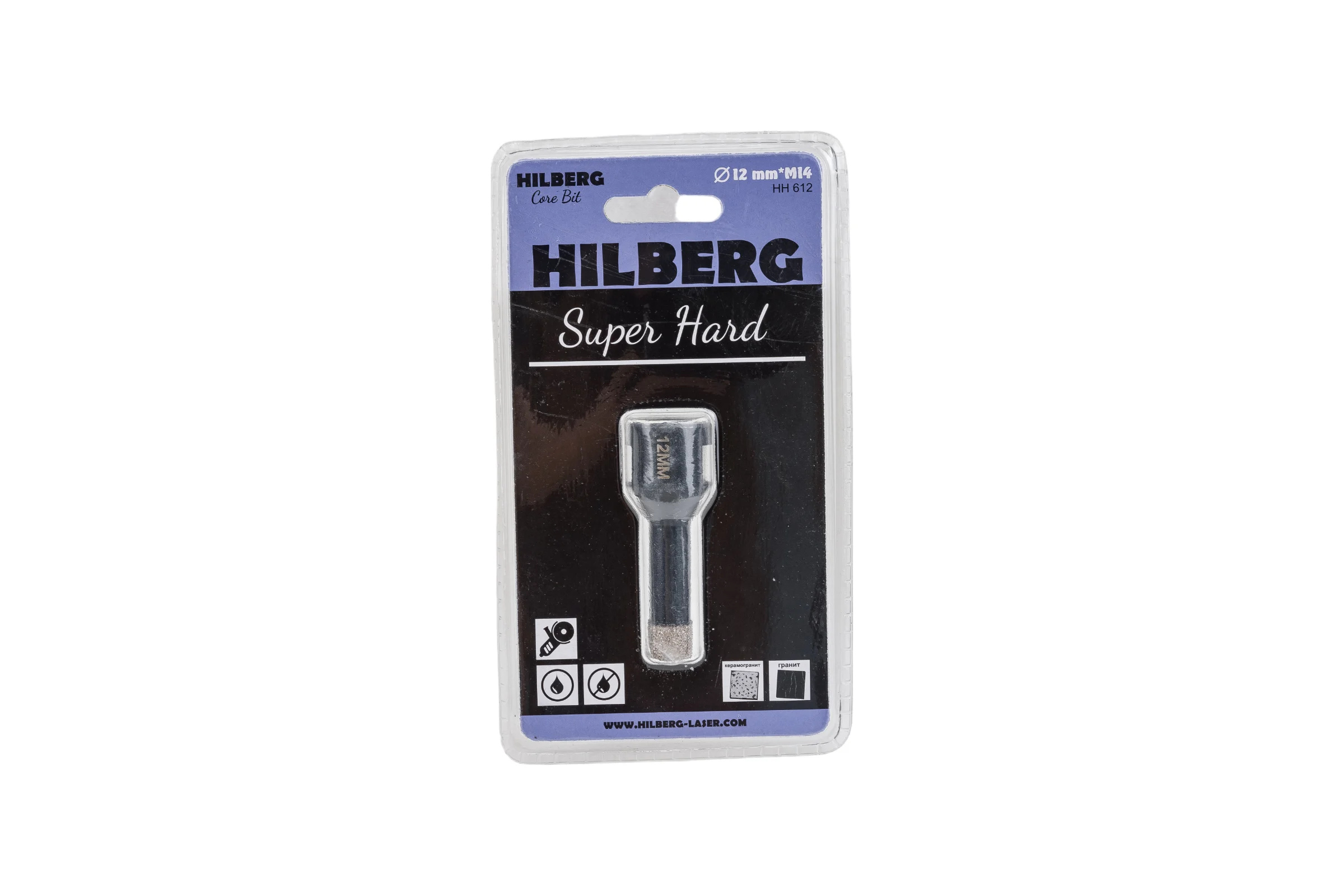 Коронка алмазная с воском по керамике и керамограниту Super Hard (12 мм; M14) Hilberg HH612