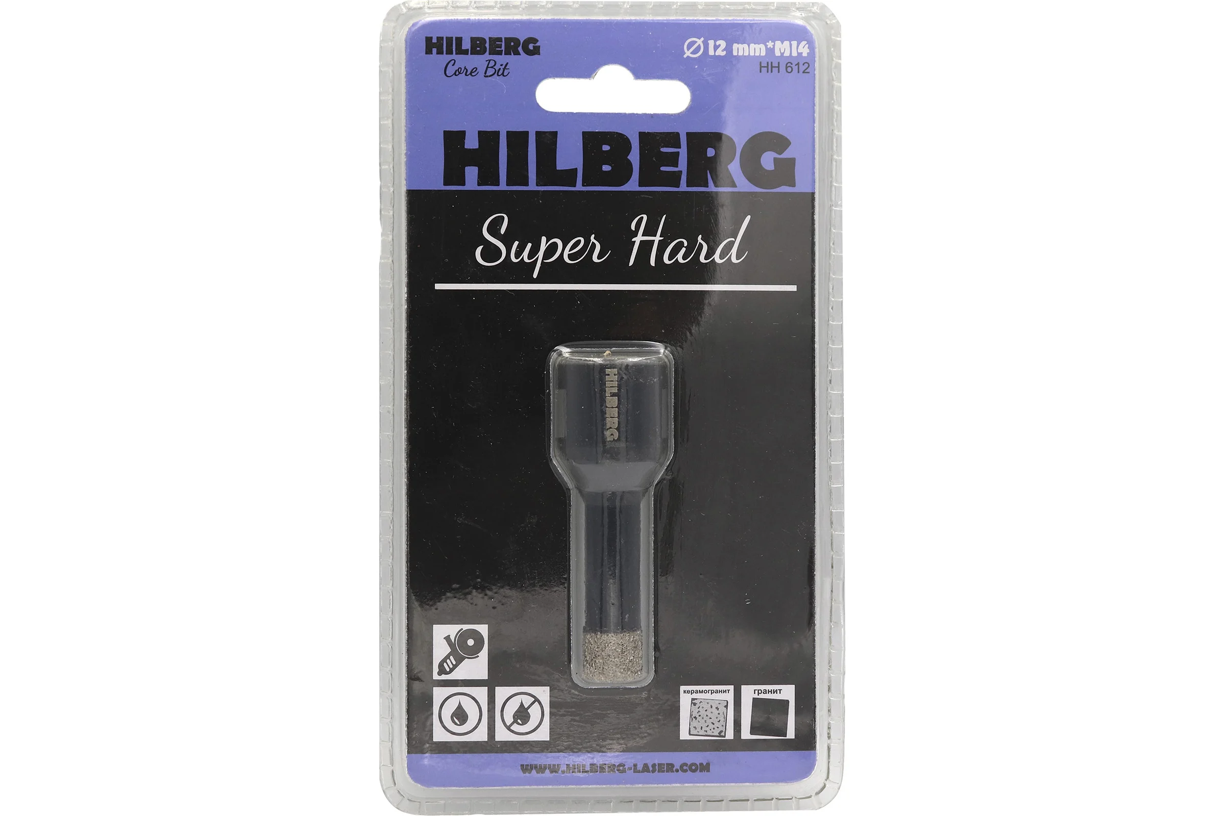 Коронка алмазная с воском по керамике и керамограниту Super Hard (12 мм; M14) Hilberg HH612
