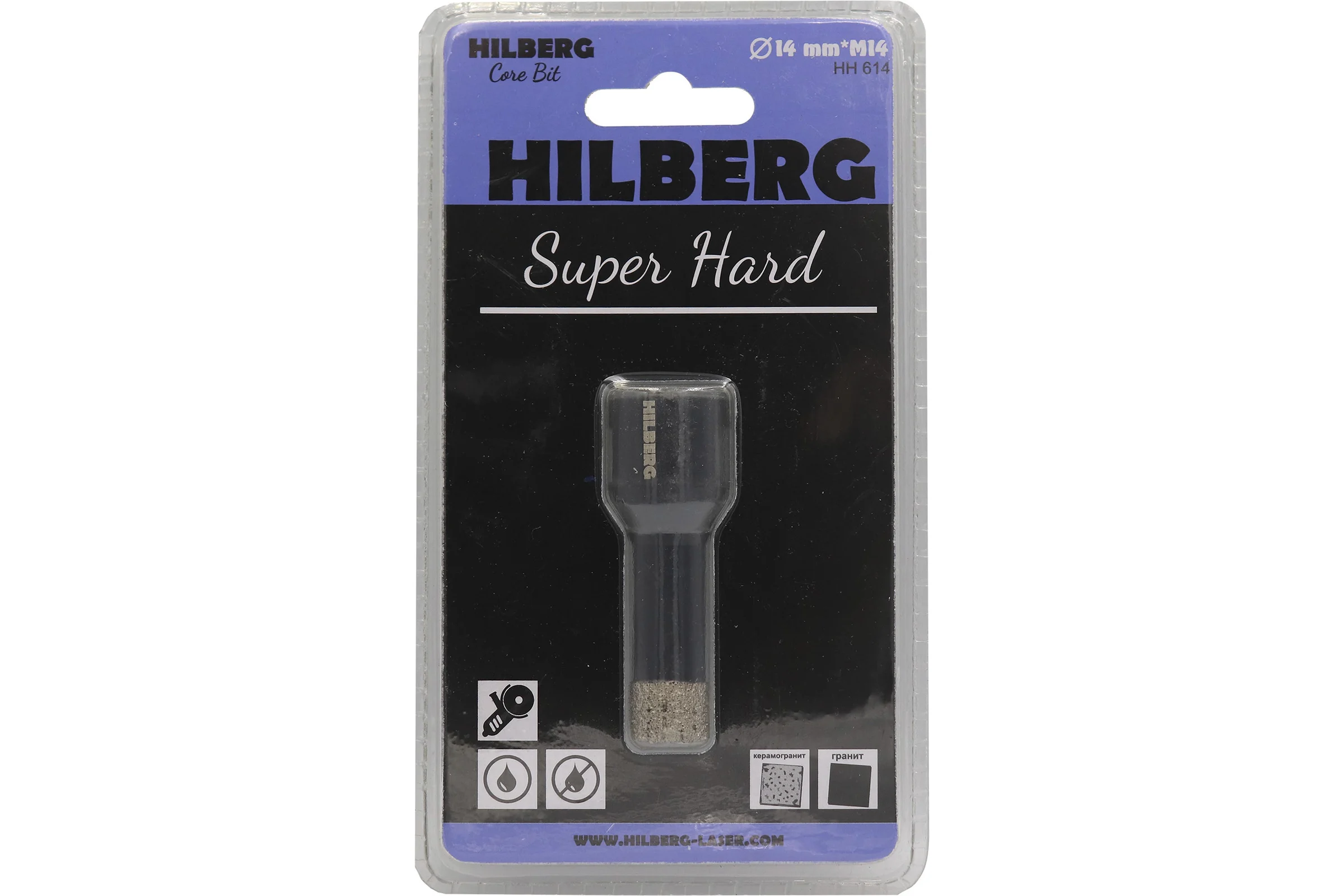 Коронка алмазная с воском по керамике и керамограниту Super Hard (14 мм; M14) Hilberg HH614
