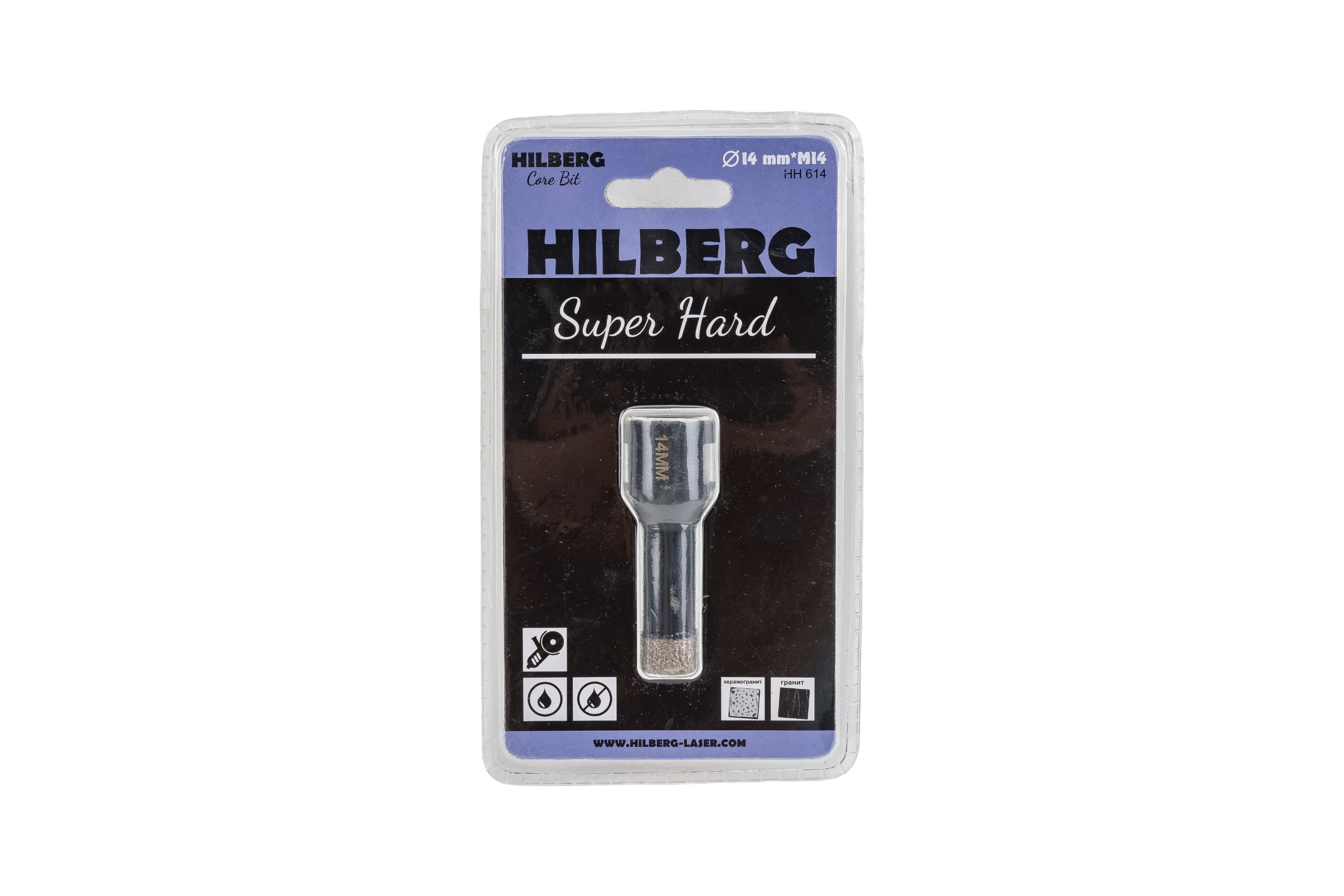 Коронка алмазная с воском по керамике и керамограниту Super Hard (14 мм; M14) Hilberg HH614