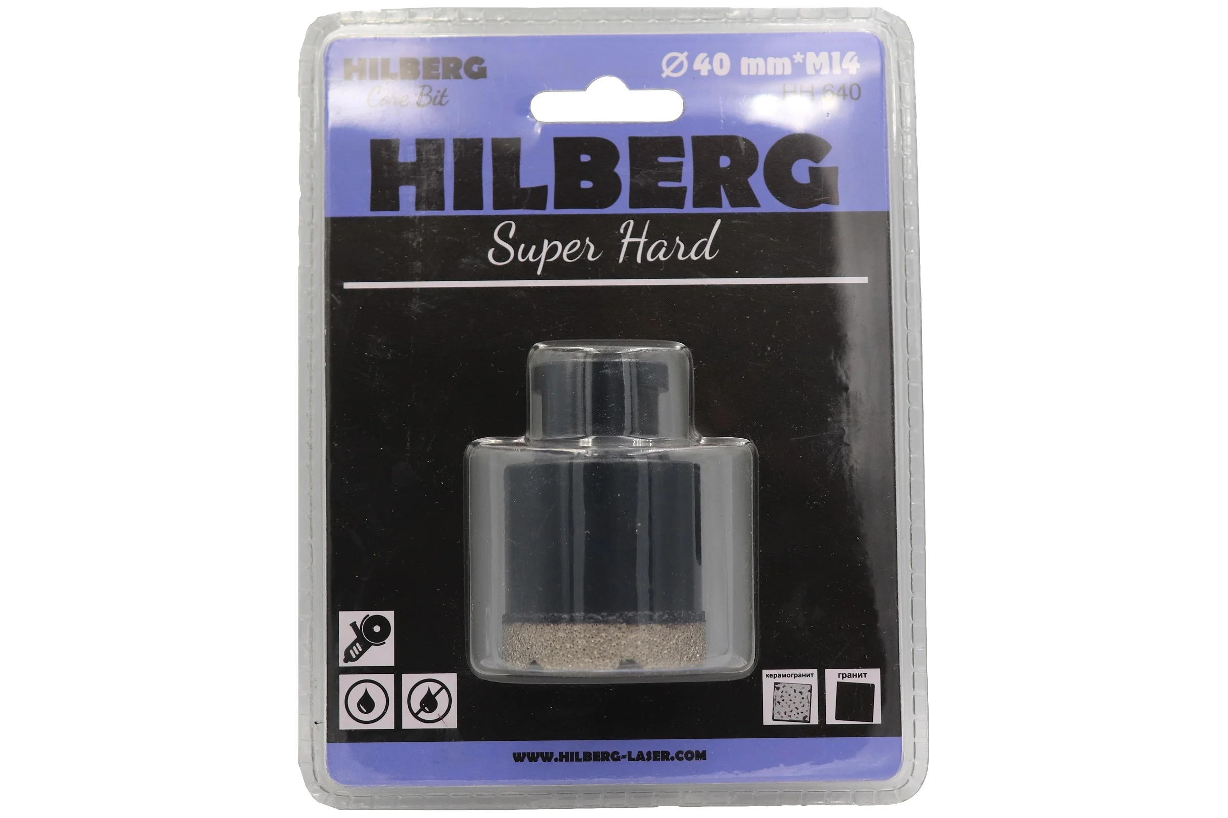 Коронка алмазная по керамике и керамограниту Super Hard (40 мм; M14) Hilberg HH640