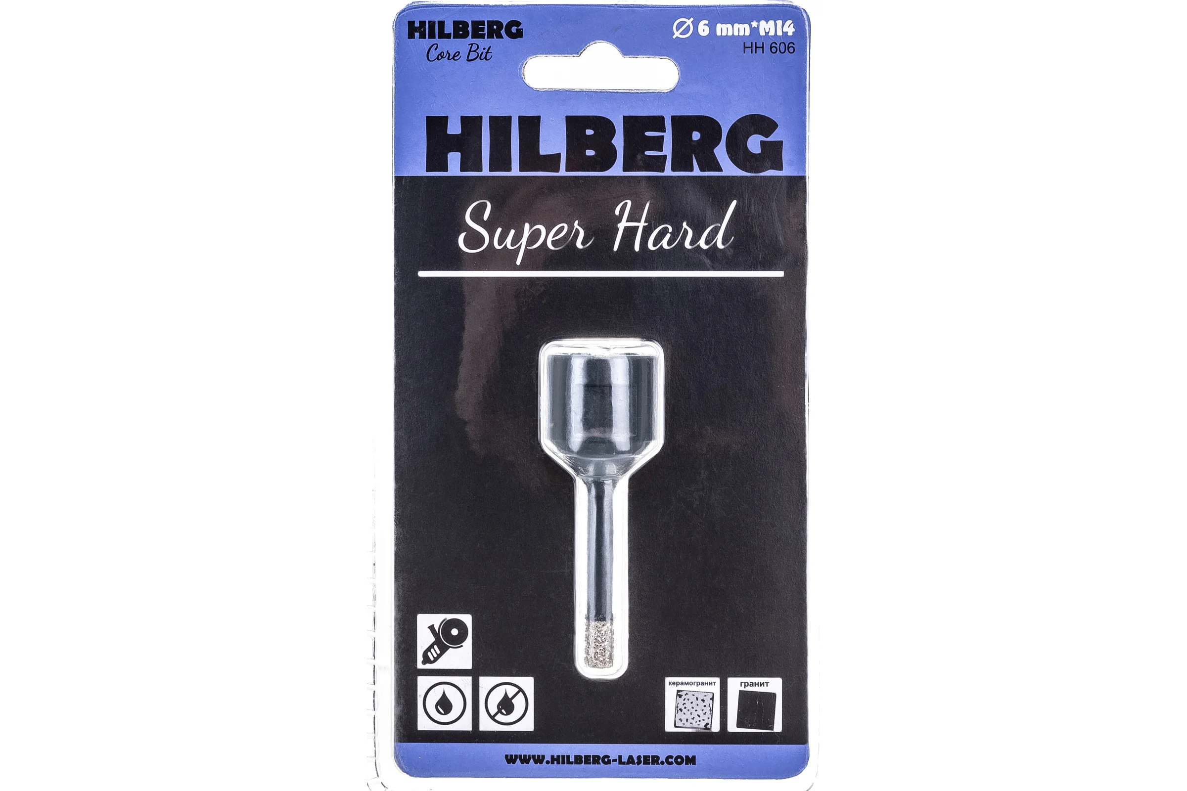 Коронка алмазная с воском по керамике и керамограниту Super Hard (6 мм; M14) Hilberg HH606
