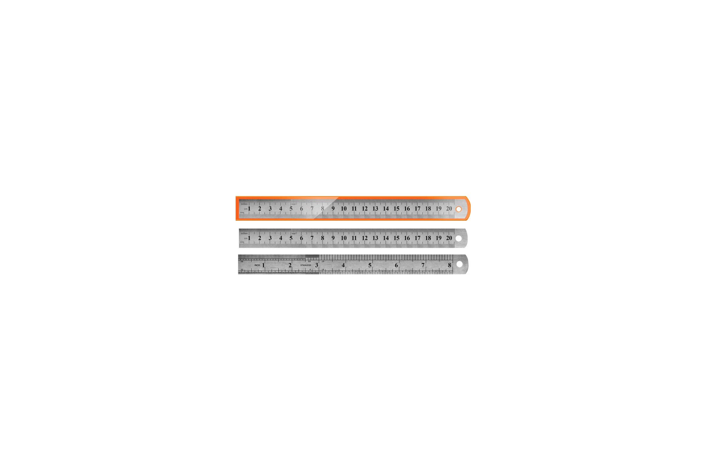 Линейка металлическая Pro Legend 20 см, двусторонняя, с двойной шкалой PL7021