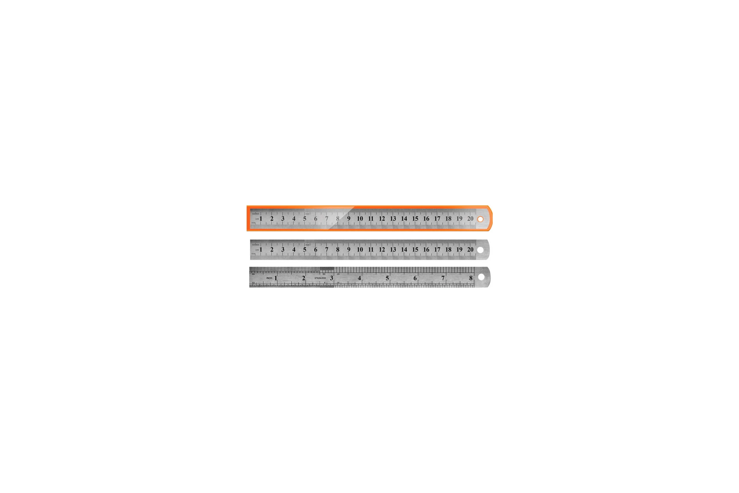 Линейка металлическая Pro Legend 20 см, двусторонняя, с двойной шкалой PL7021
