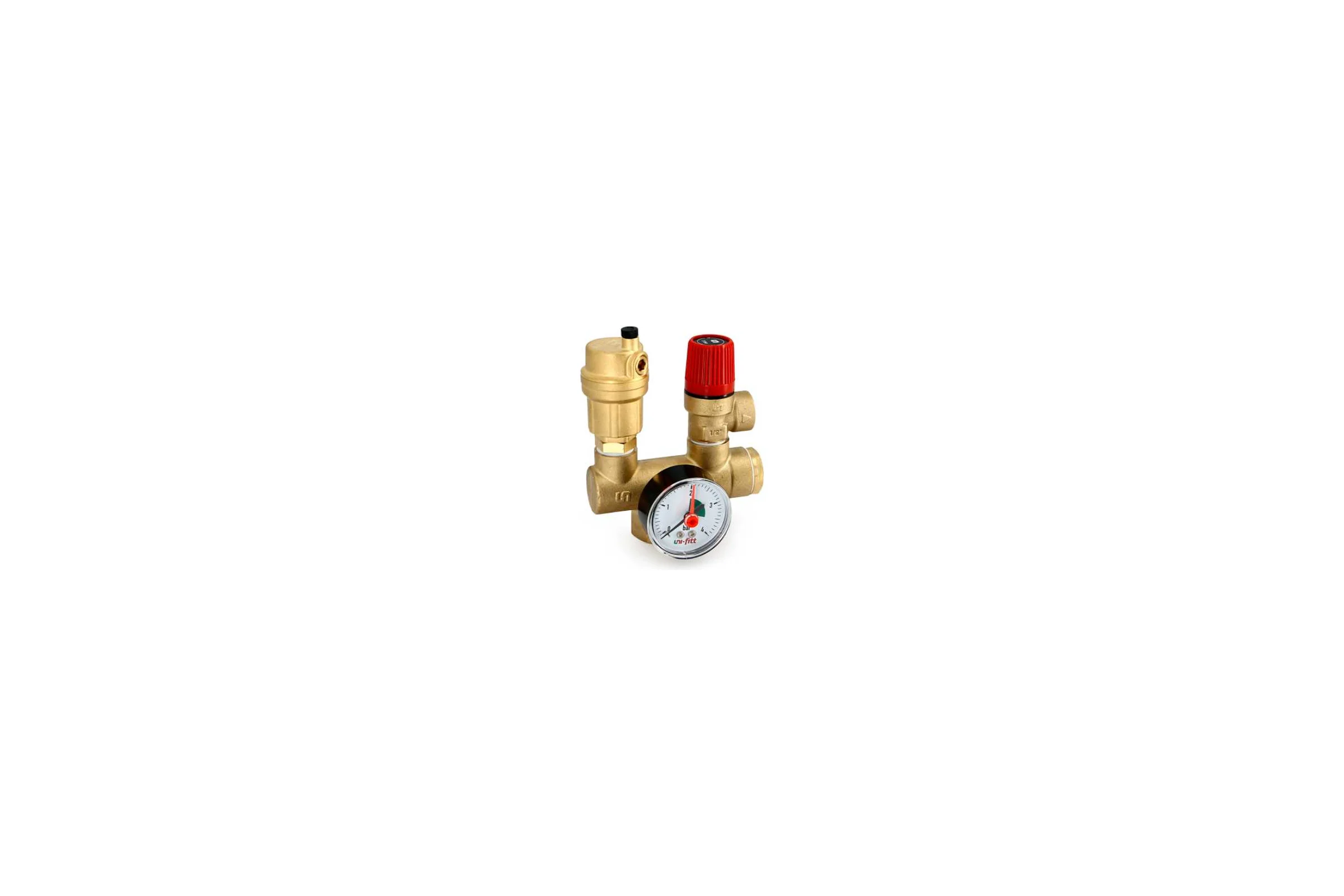 Группа безопасности котла Uni-Fitt Mini до 50 кВт, 1", 3 бар, латунь 254G4530