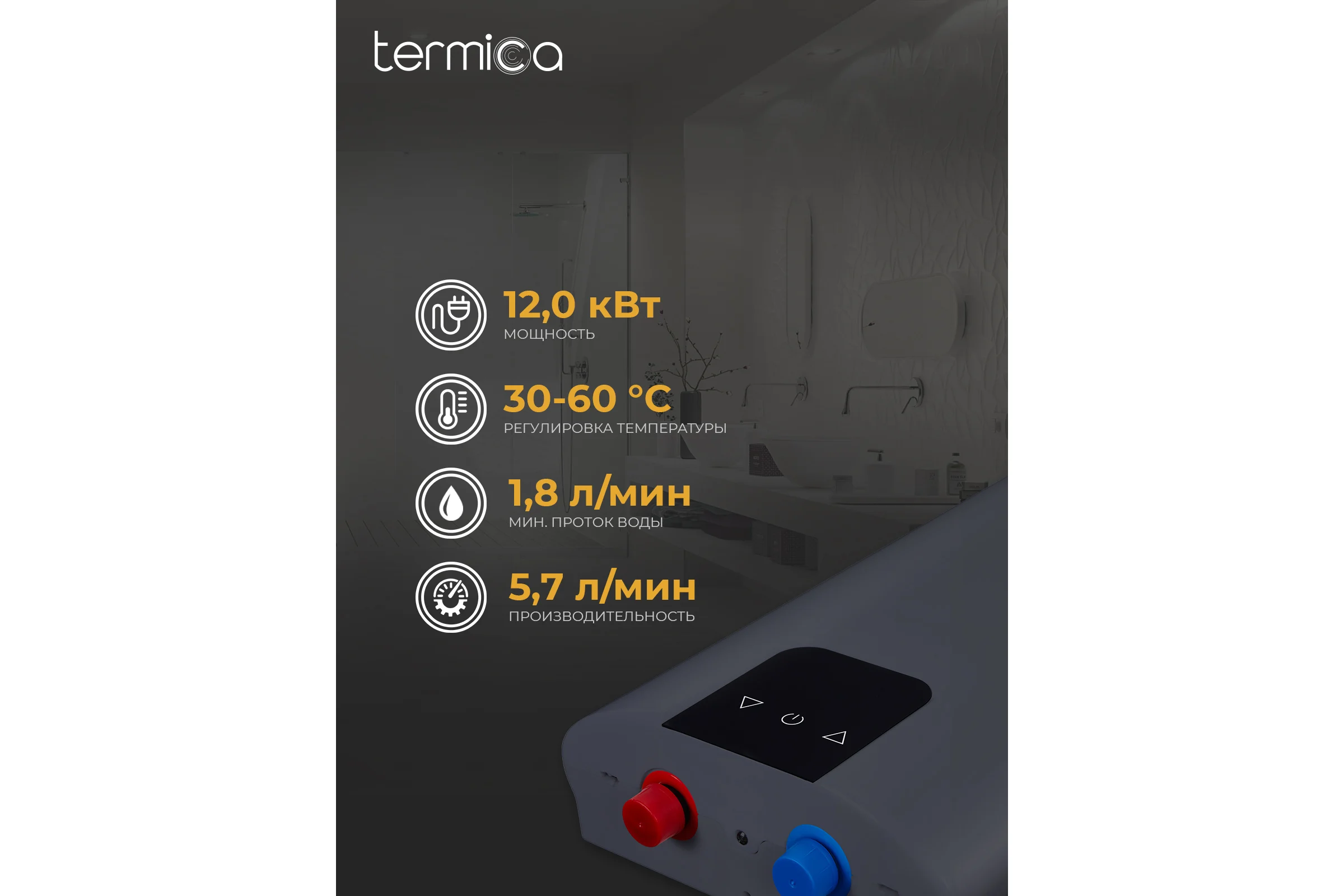 Электрический проточный водонагреватель Termica FORZA 12 91210312