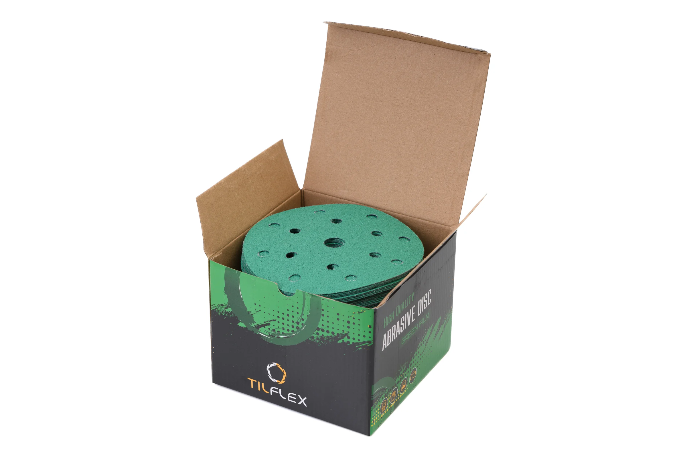 Абразивный круг GREEN Film 150 мм, P320, 15 отверстий, на липучке, 10 шт TILFLEX TL41-320/10