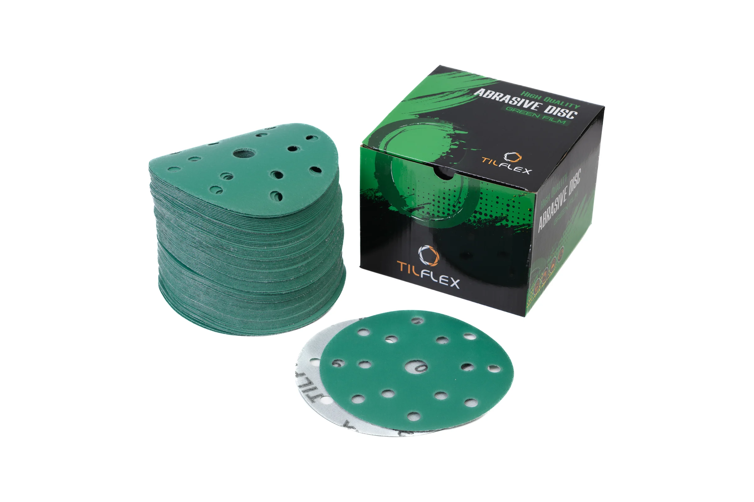 Абразивный круг GREEN Film 150 мм, P320, 15 отверстий, на липучке, 10 шт TILFLEX TL41-320/10