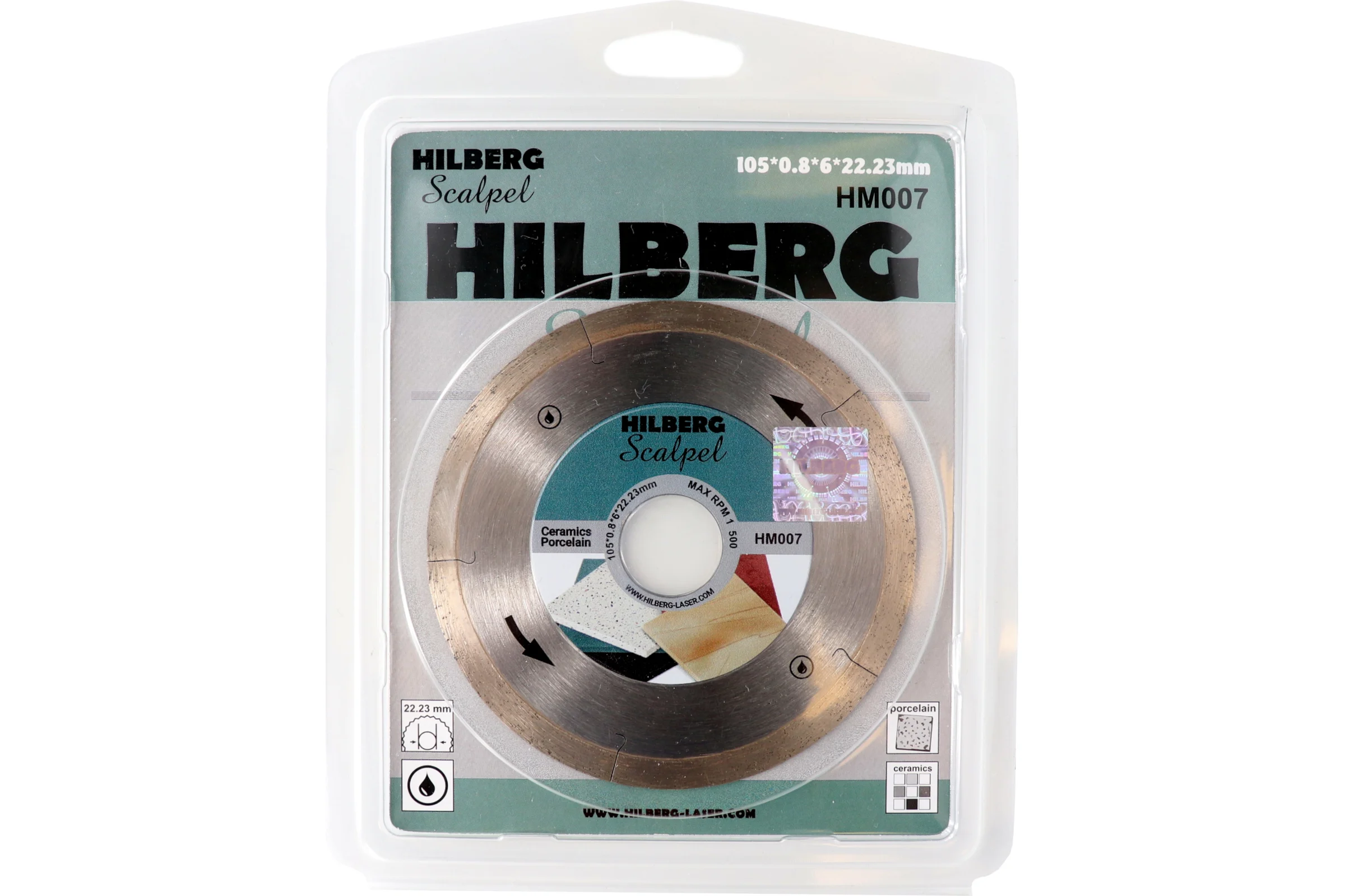 Диск алмазный отрезной Hilberg 105x22.23 Scalpel 0.8 мм HM007