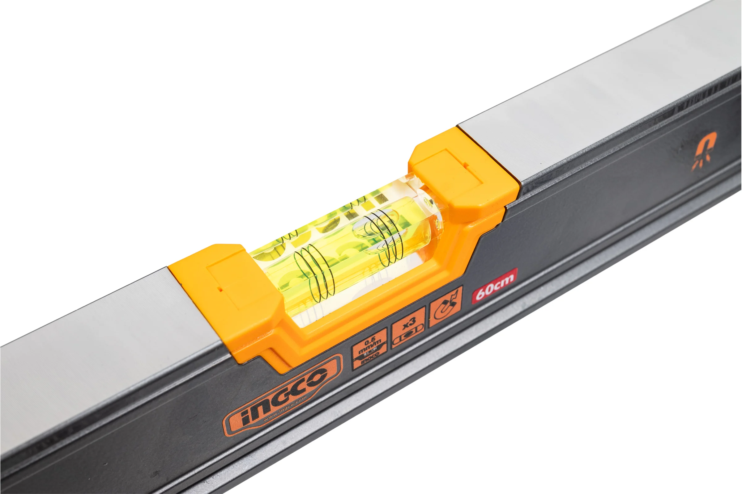 Пузырьковый уровень INGCO с мощными магнитами, 60 см, 3 уровня HSL38060M