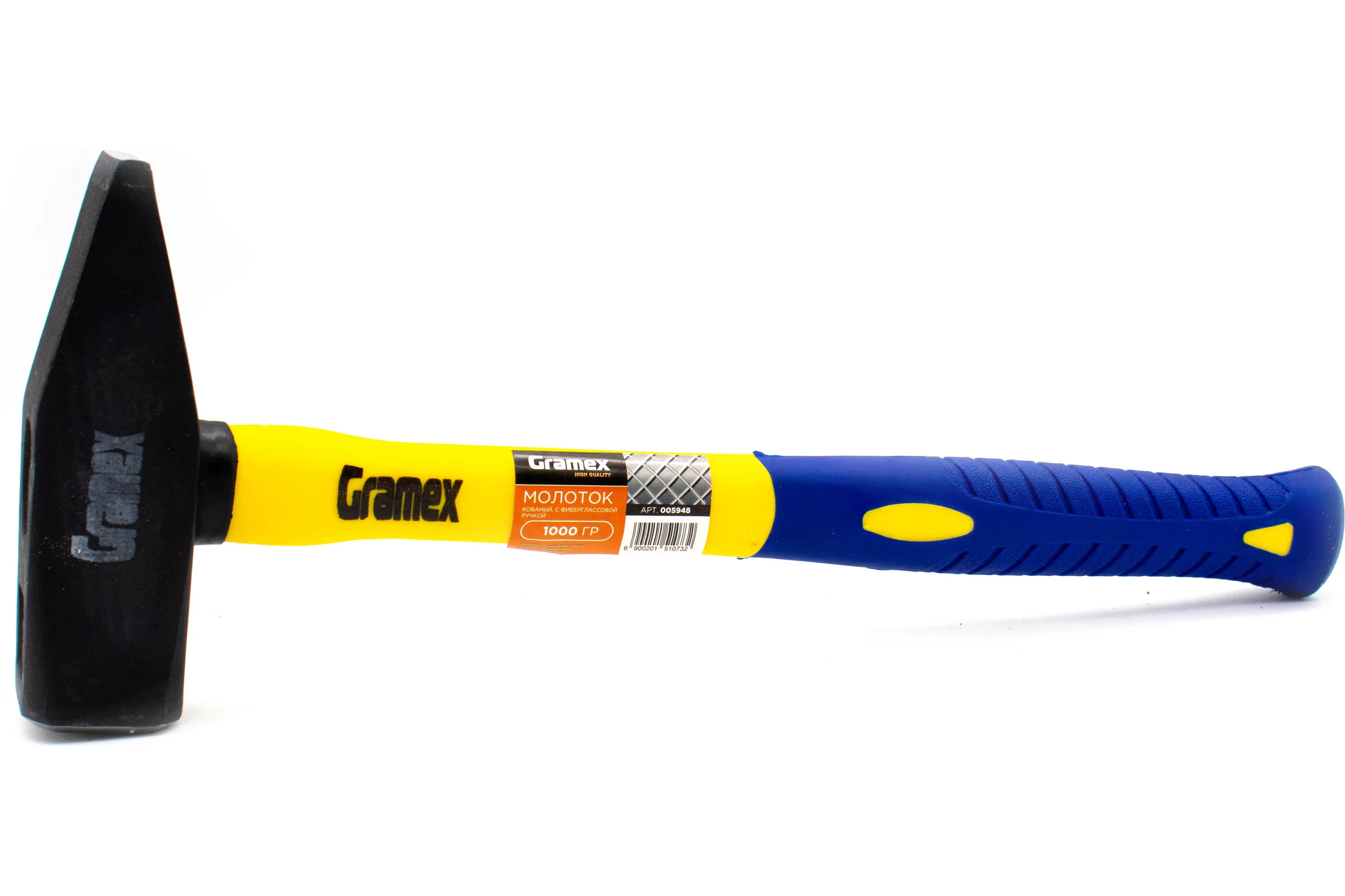 Молоток Gramex 1000гр. с фиберглассовой ручкой кованый (6/24) 005948