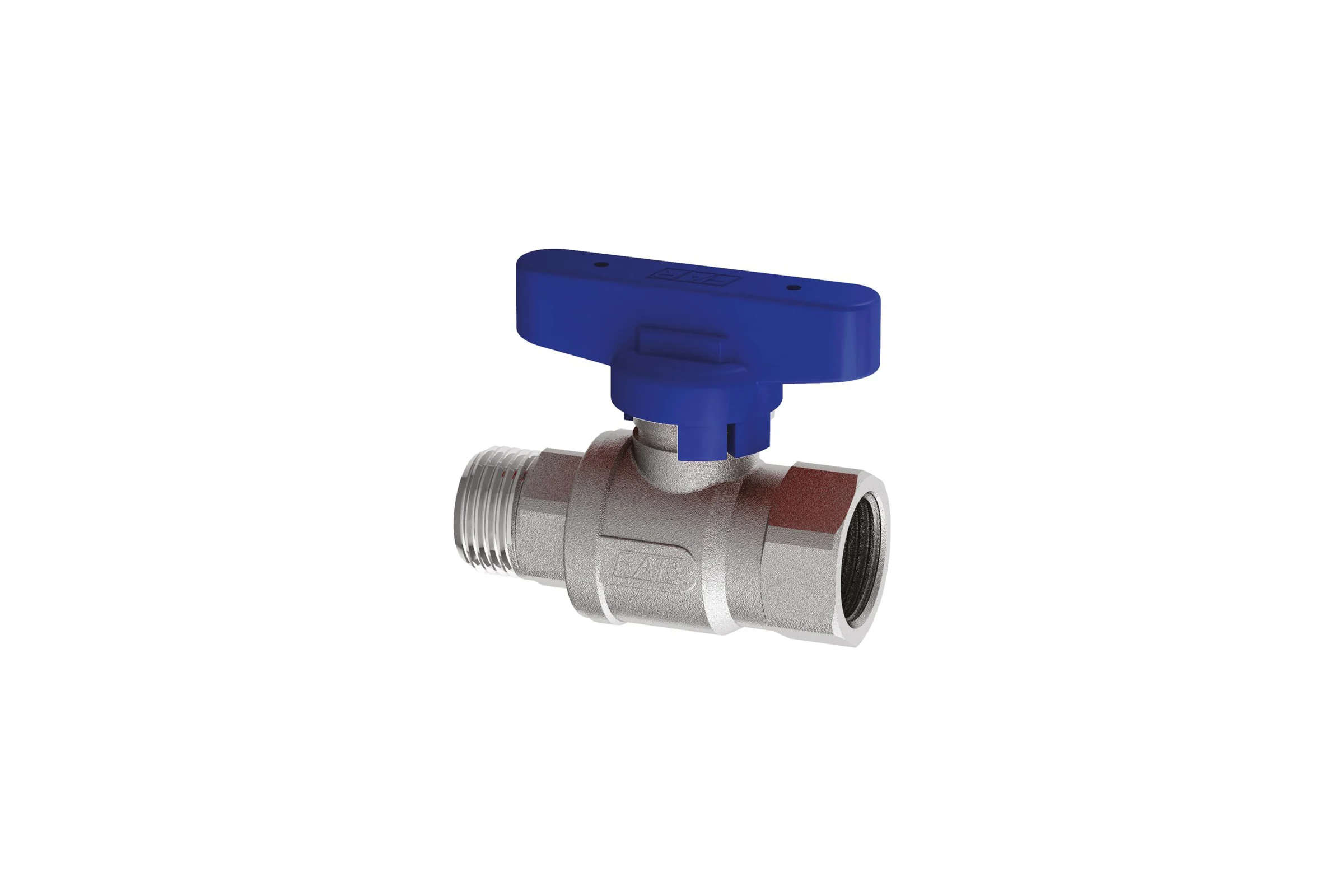 Кран шаровой FAR хромированный, 1/2"НР-ВР, бабочка синяя FS 3097 12BC