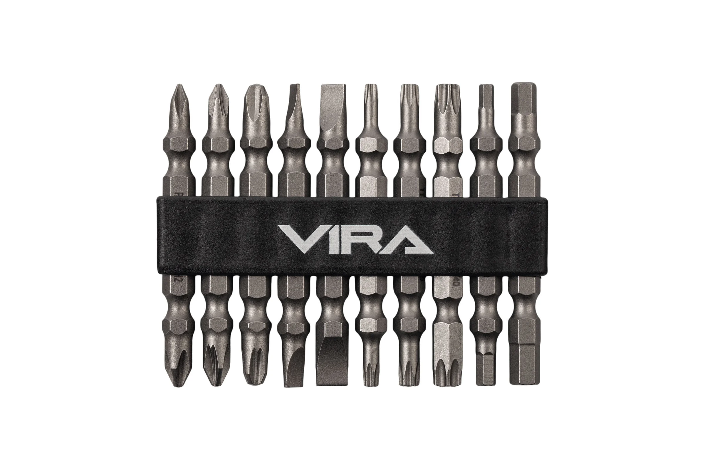 Набор бит для шуруповерта магнитные двусторонних VIRA S2 PH PZ SL TORX HEX 10 шт 554197