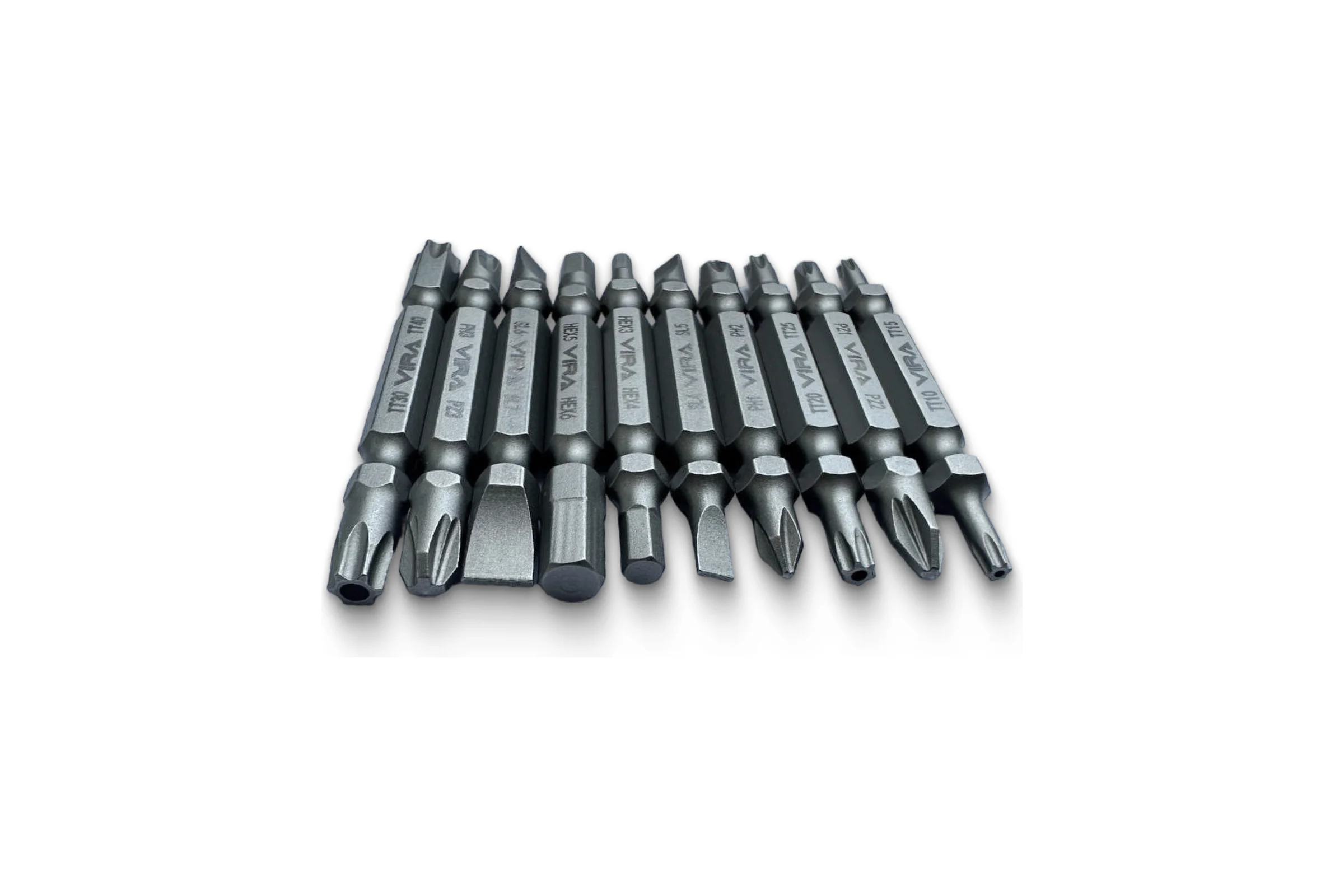 Набор бит для шуруповерта магнитные двусторонних VIRA S2 PH PZ SL TORX HEX 10 шт 554197
