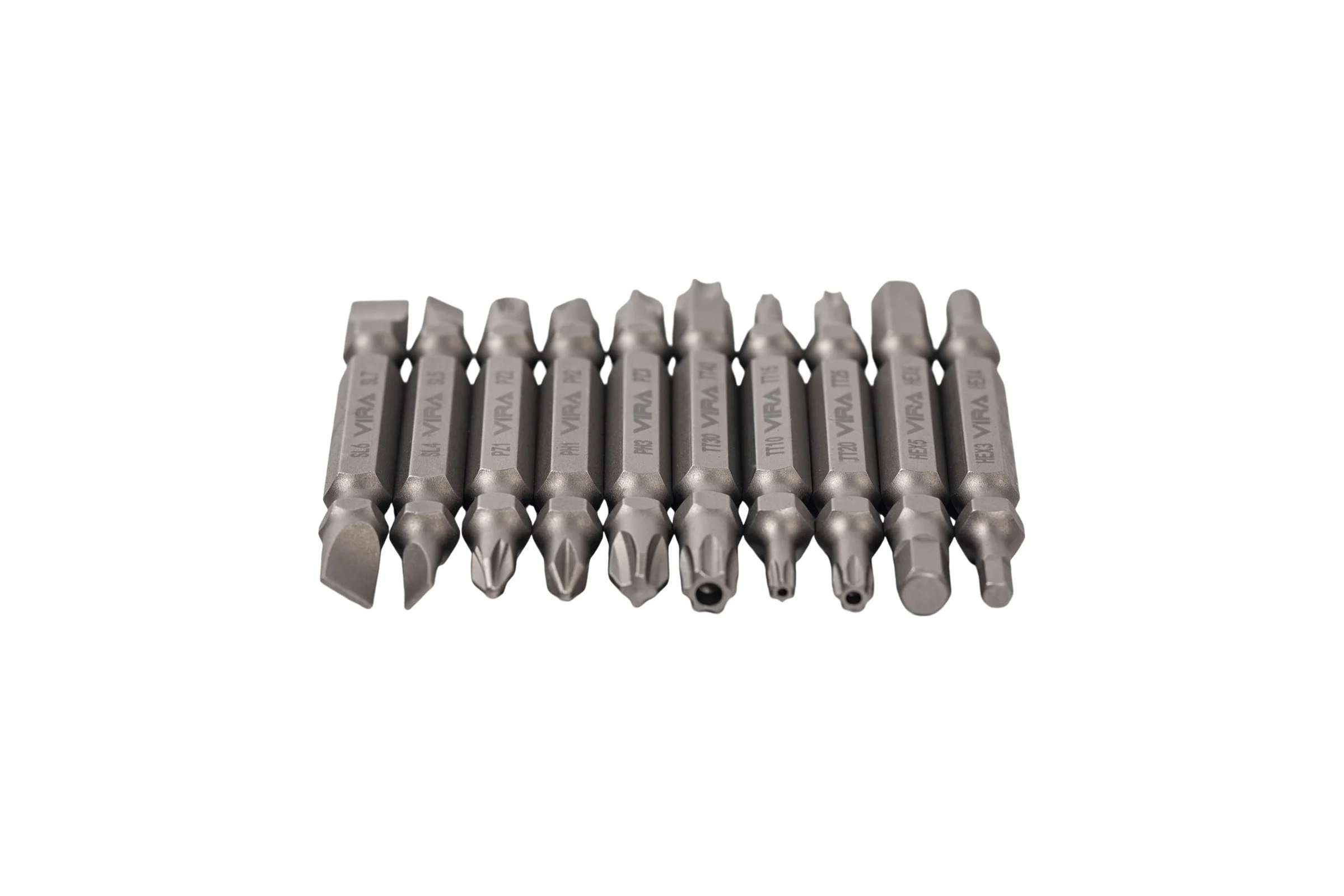 Набор бит для шуруповерта магнитные двусторонних VIRA S2 PH PZ SL TORX HEX 10 шт 554197