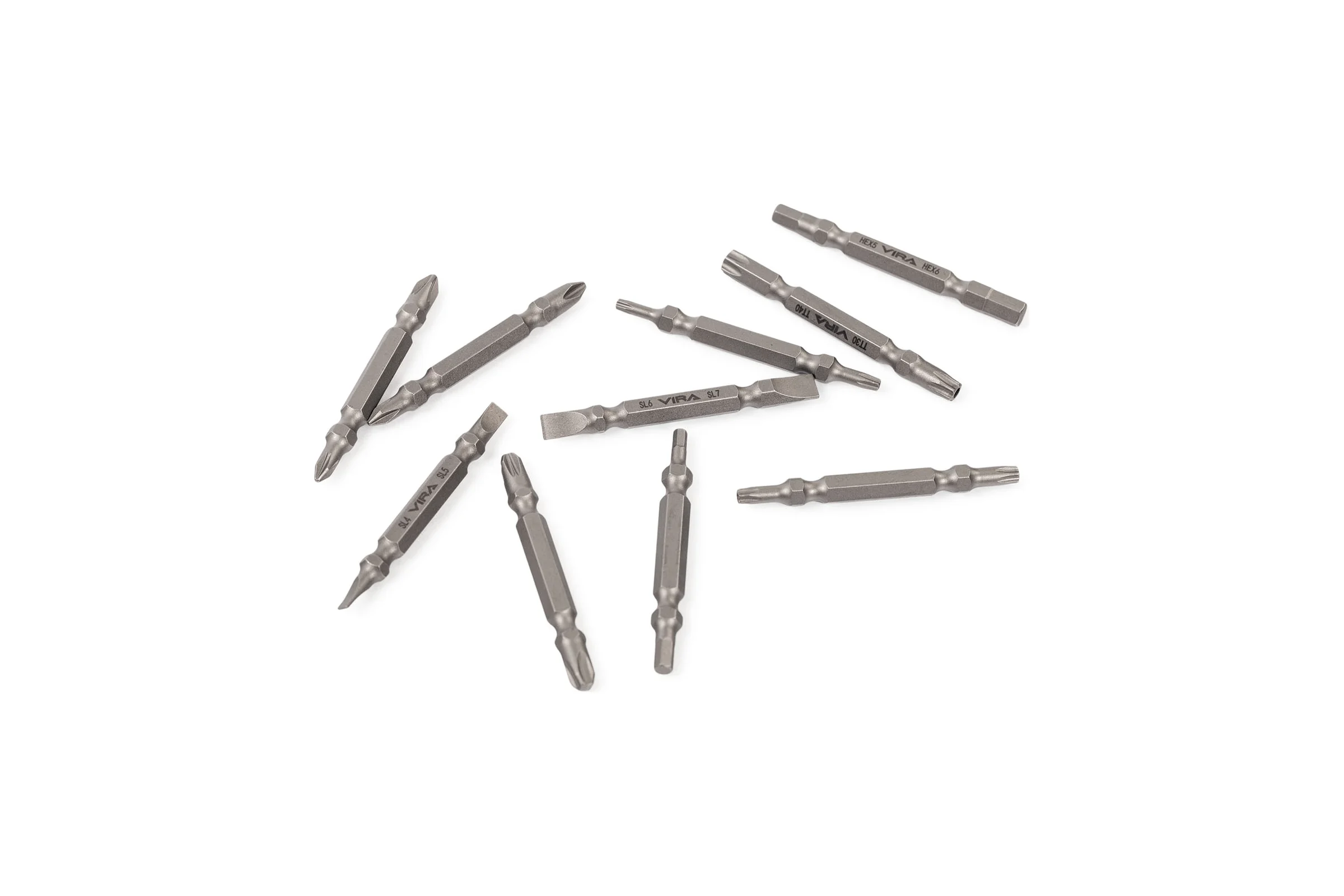 Набор бит для шуруповерта магнитные двусторонних VIRA S2 PH PZ SL TORX HEX 10 шт 554197