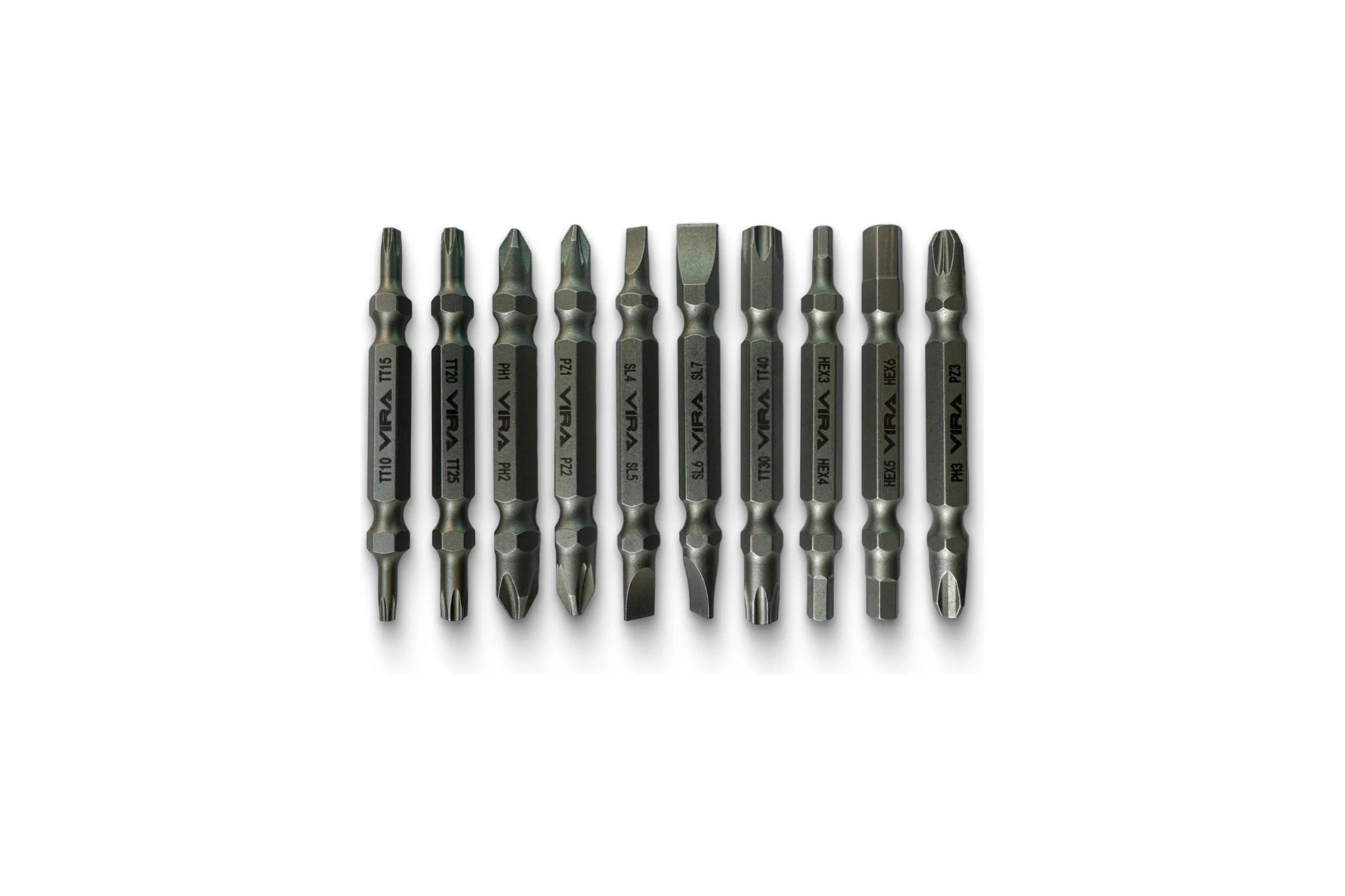 Набор бит для шуруповерта магнитные двусторонних VIRA S2 PH PZ SL TORX HEX 10 шт 554197