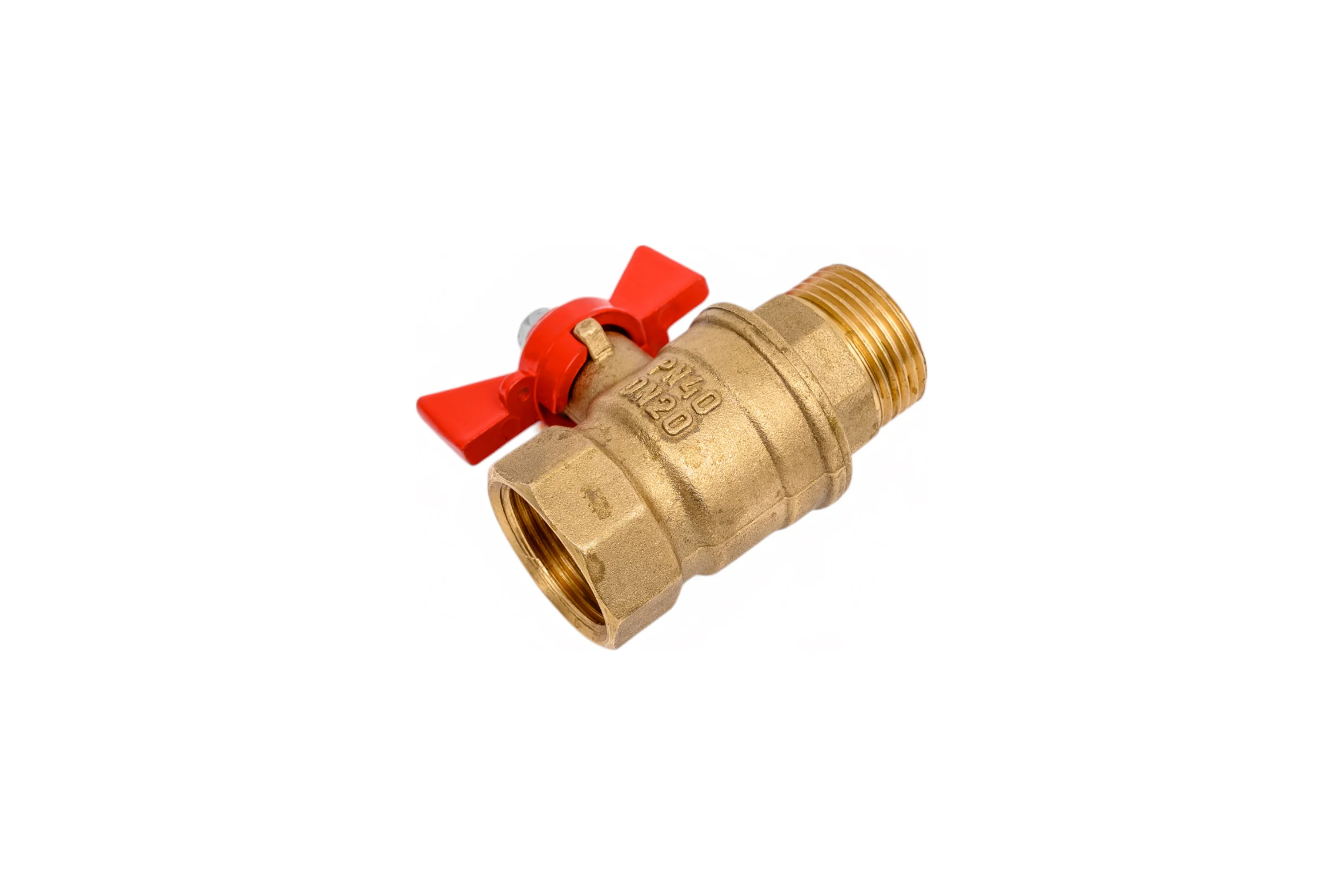 Кран шаровой Valfex N/P59 бирка для воды, 3/4" ВР/НР, ручка бабочка, латунный 11Б27фт1М (72/18) VF.218.LB1.034.N/P59.Bir