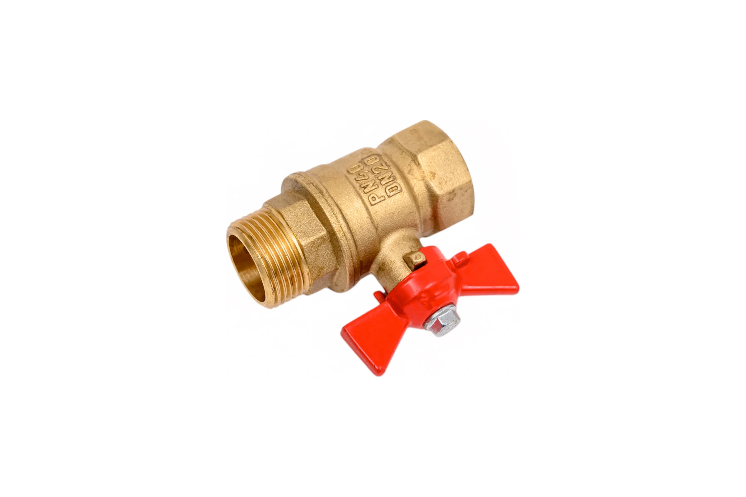 Кран шаровой Valfex N/P59 бирка для воды, 3/4" ВР/НР, ручка бабочка, латунный 11Б27фт1М (72/18) VF.218.LB1.034.N/P59.Bir