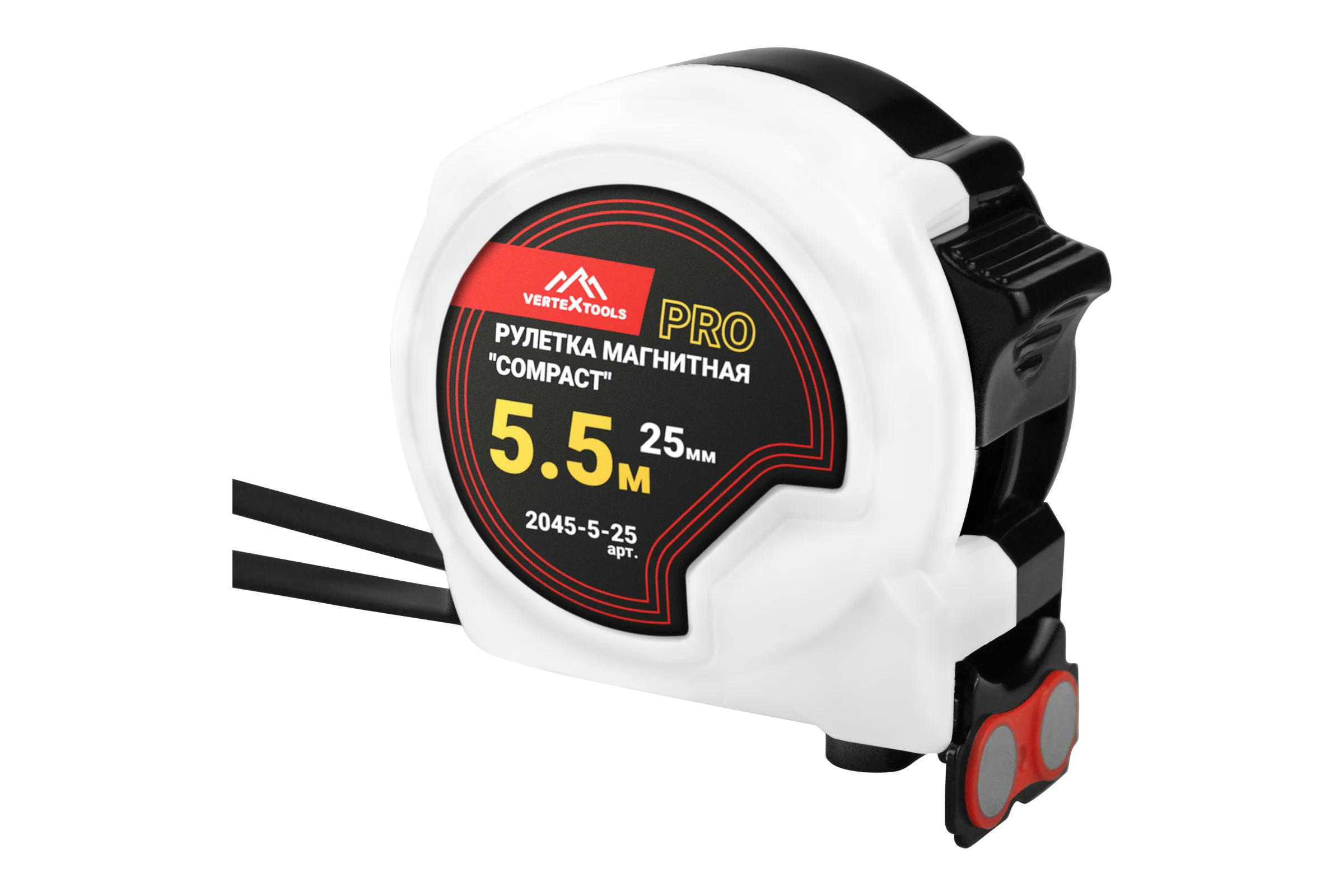 Рулетка магнитная vertextools "COMPACT" 5.5x25 мм 2045-5-25