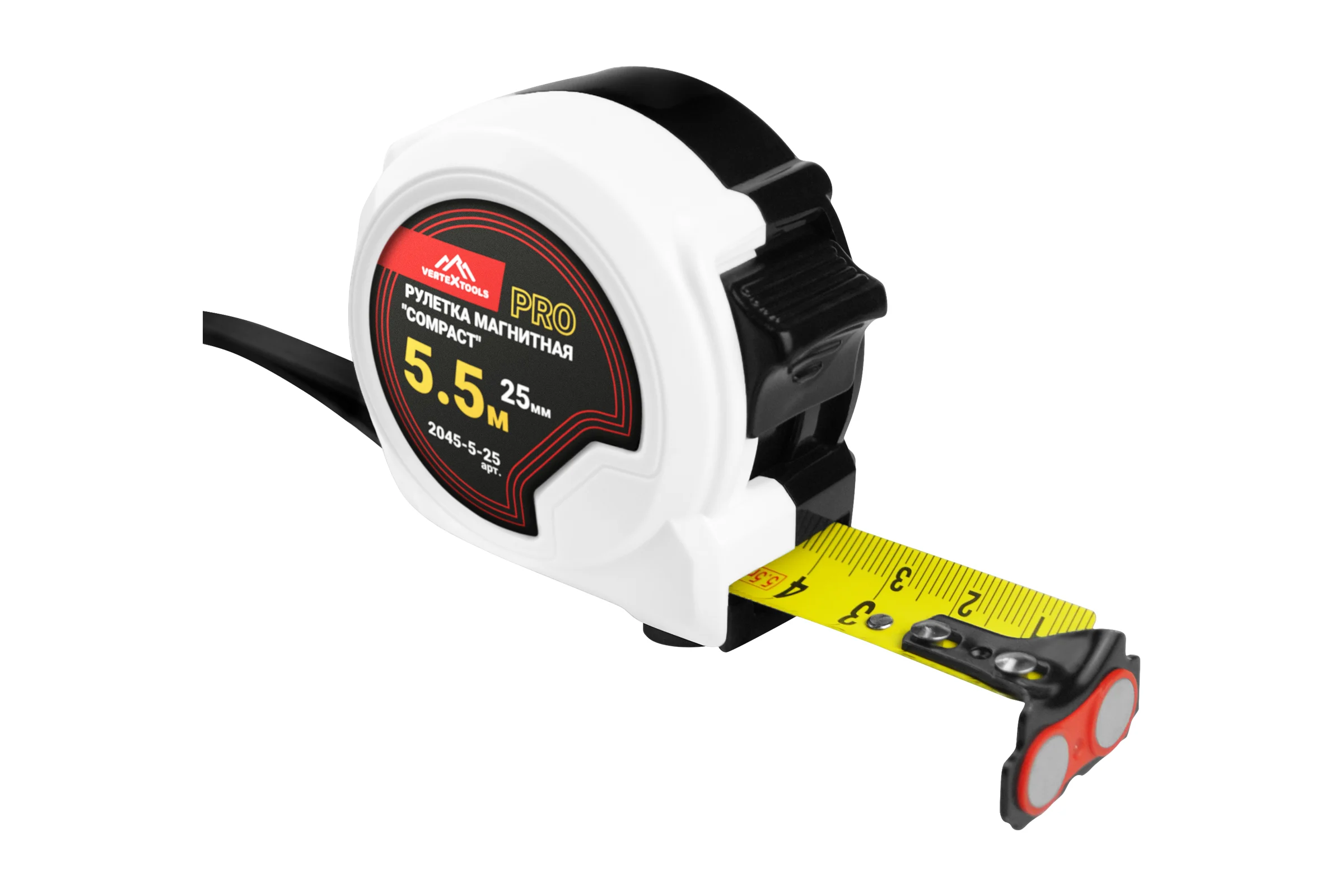 Рулетка магнитная vertextools "COMPACT" 5.5x25 мм 2045-5-25
