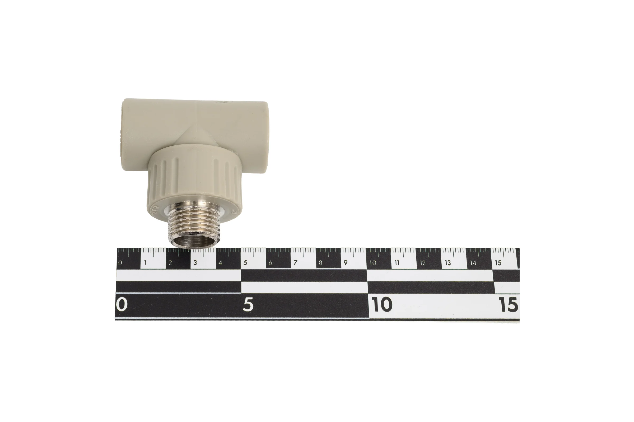 Тройник RTP PN25 комбинированный, наружная резьба D20х1/2", серая 10995