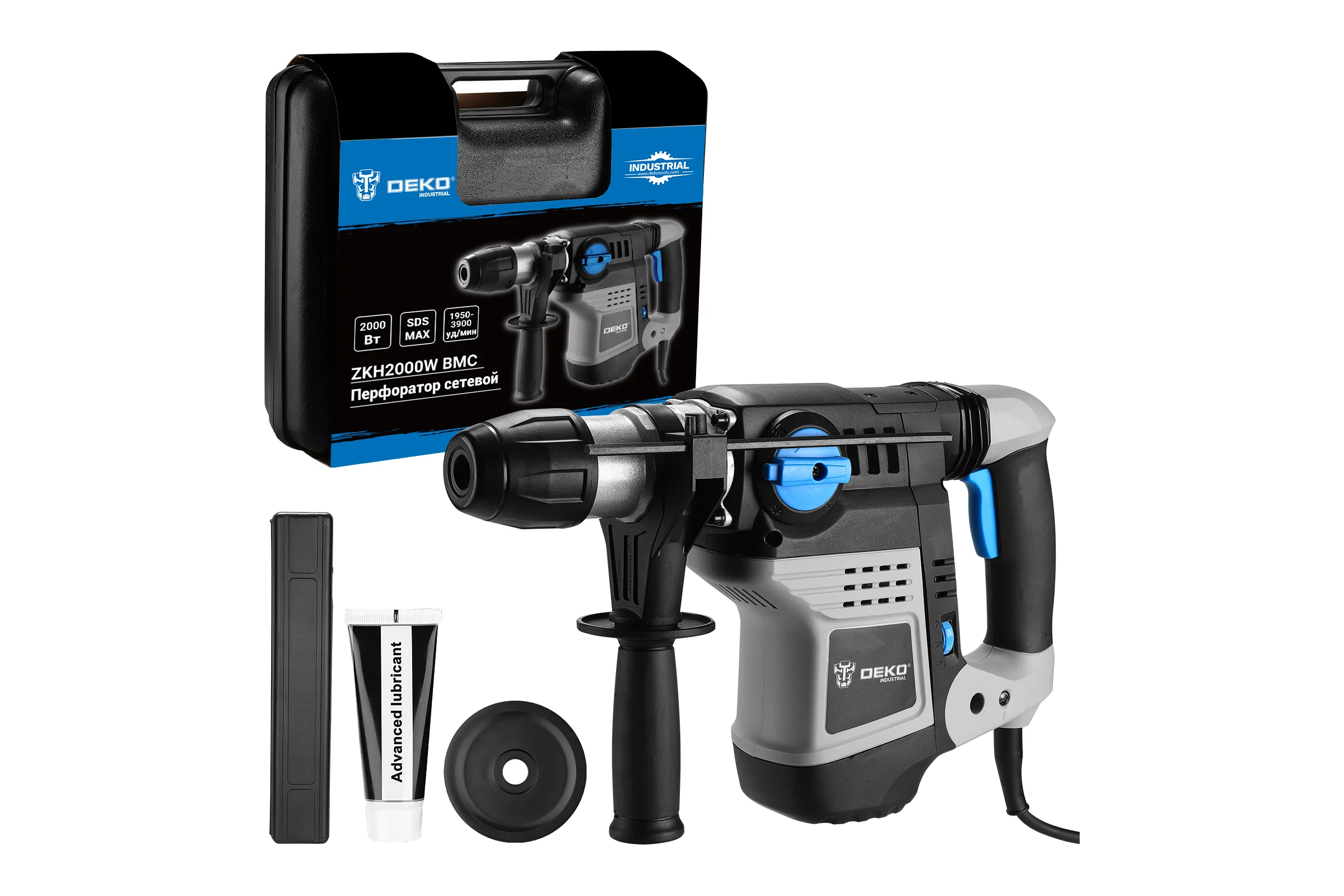 Перфоратор сетевой DEKO ZKH2000W, 2000 Вт, с патроном SDS-max, 10 Дж, в кейсе 084-1030