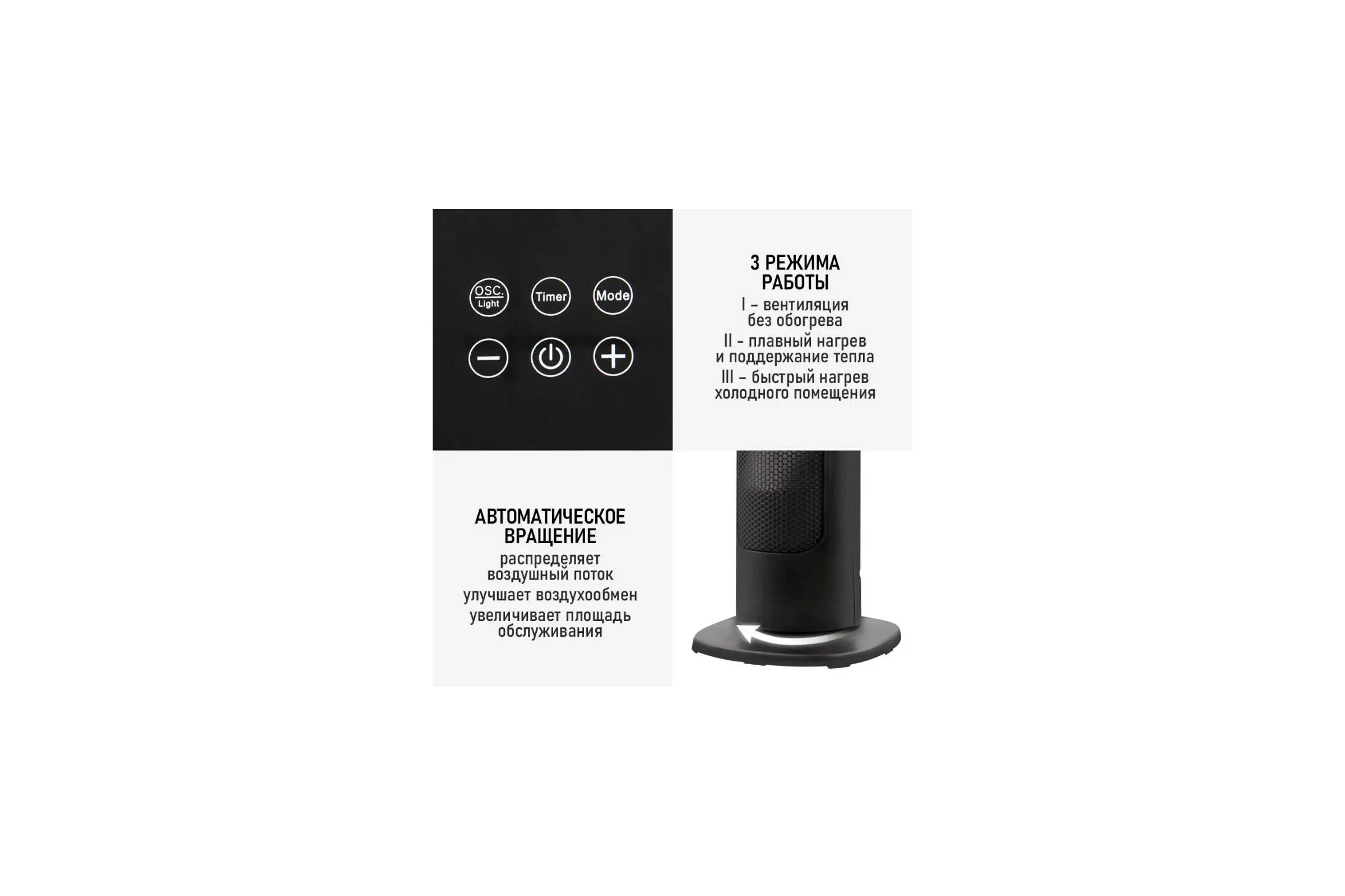 Тепловентилятор OBSIDIAN BS-FH2057A черный, керамический 41690