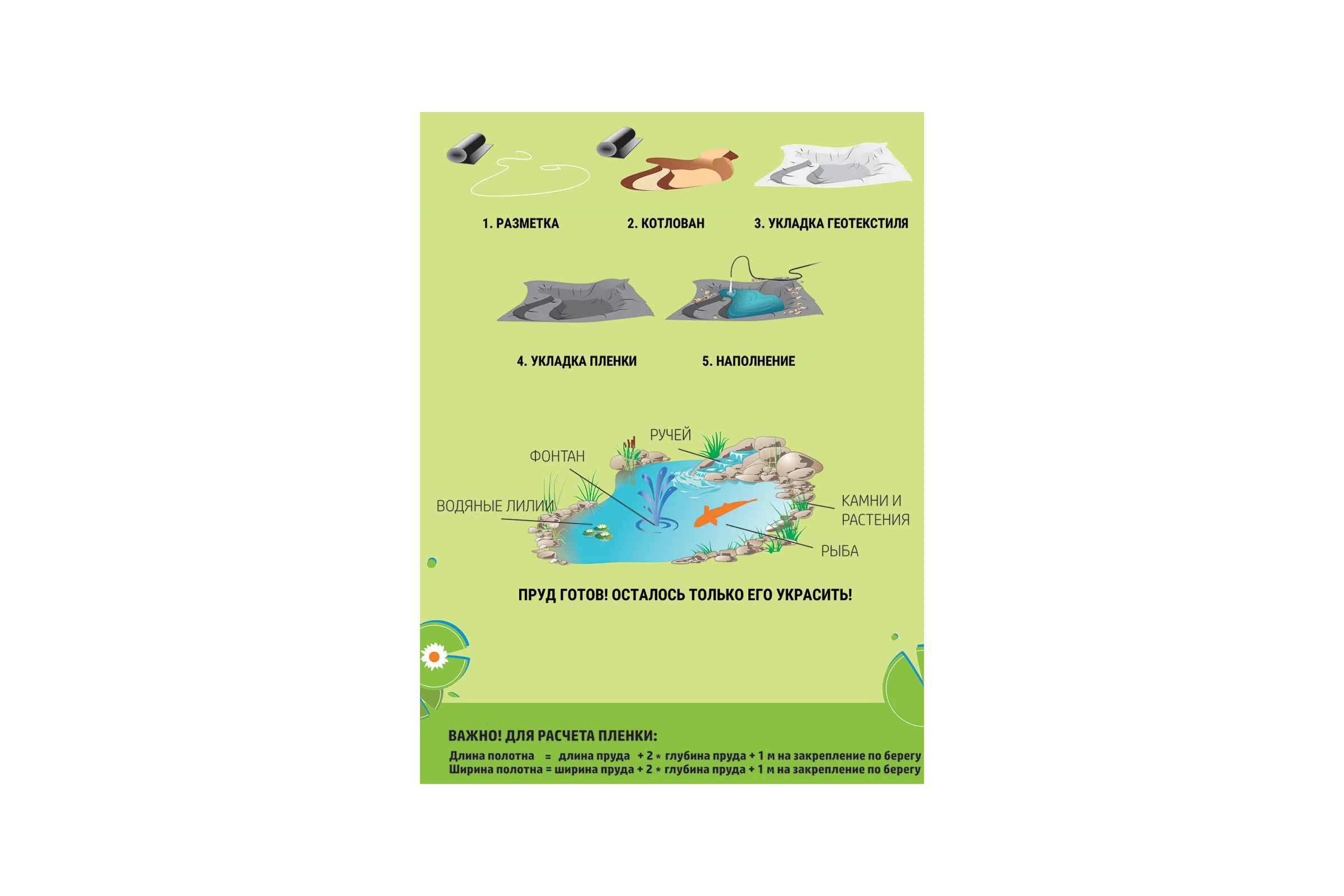 Плёнка ПВХ для пруда (0.5 мм; отрез 4х3 м) Ergis pl/0,5/4/12