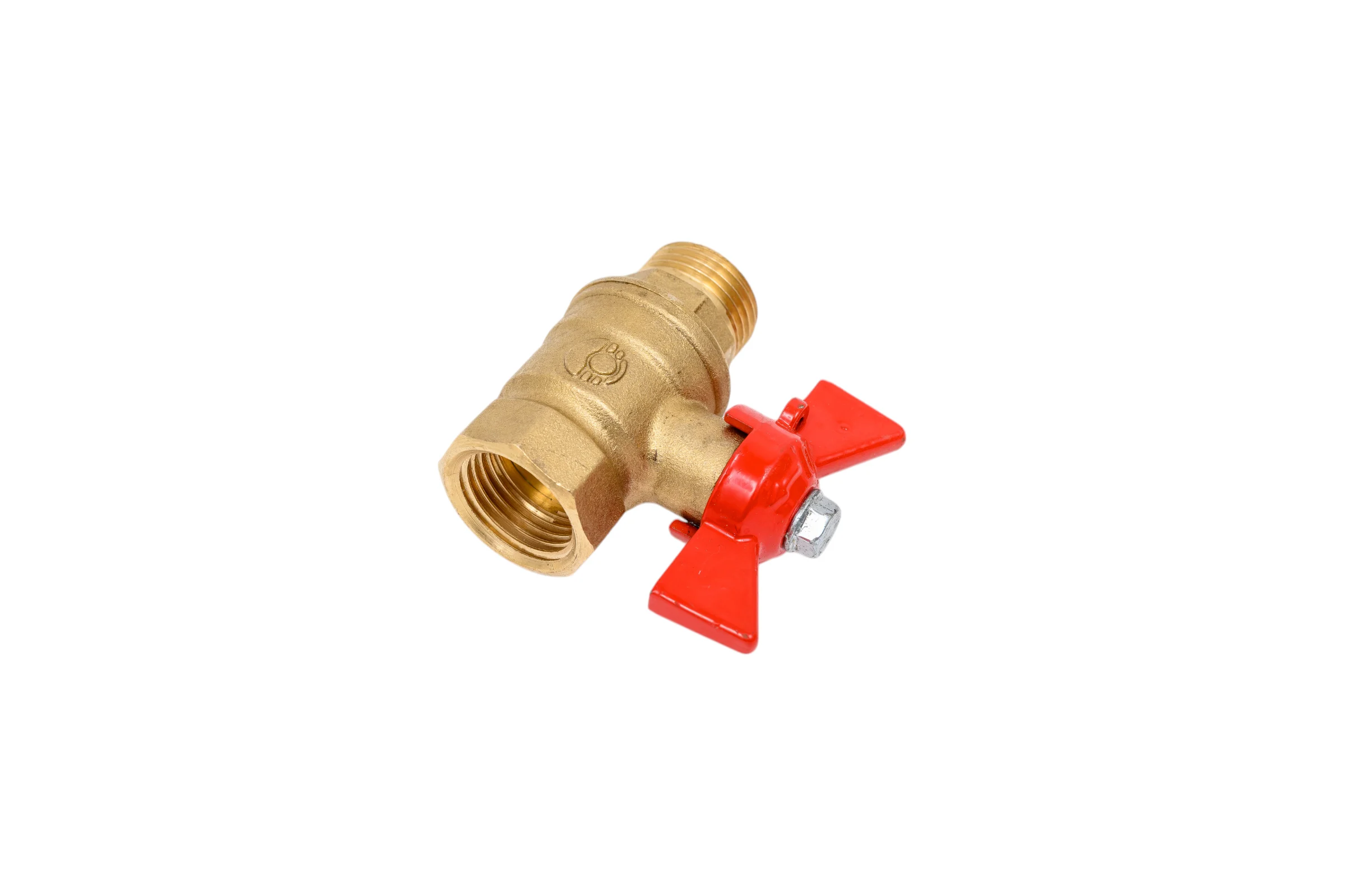 Кран шаровой Valfex N/P59 БИРКА для воды 1/2" ВР/НР ручка-бабочка, латунный 11Б27фт1М (96/24) VF.218.LB1.012.N/P59.Bir