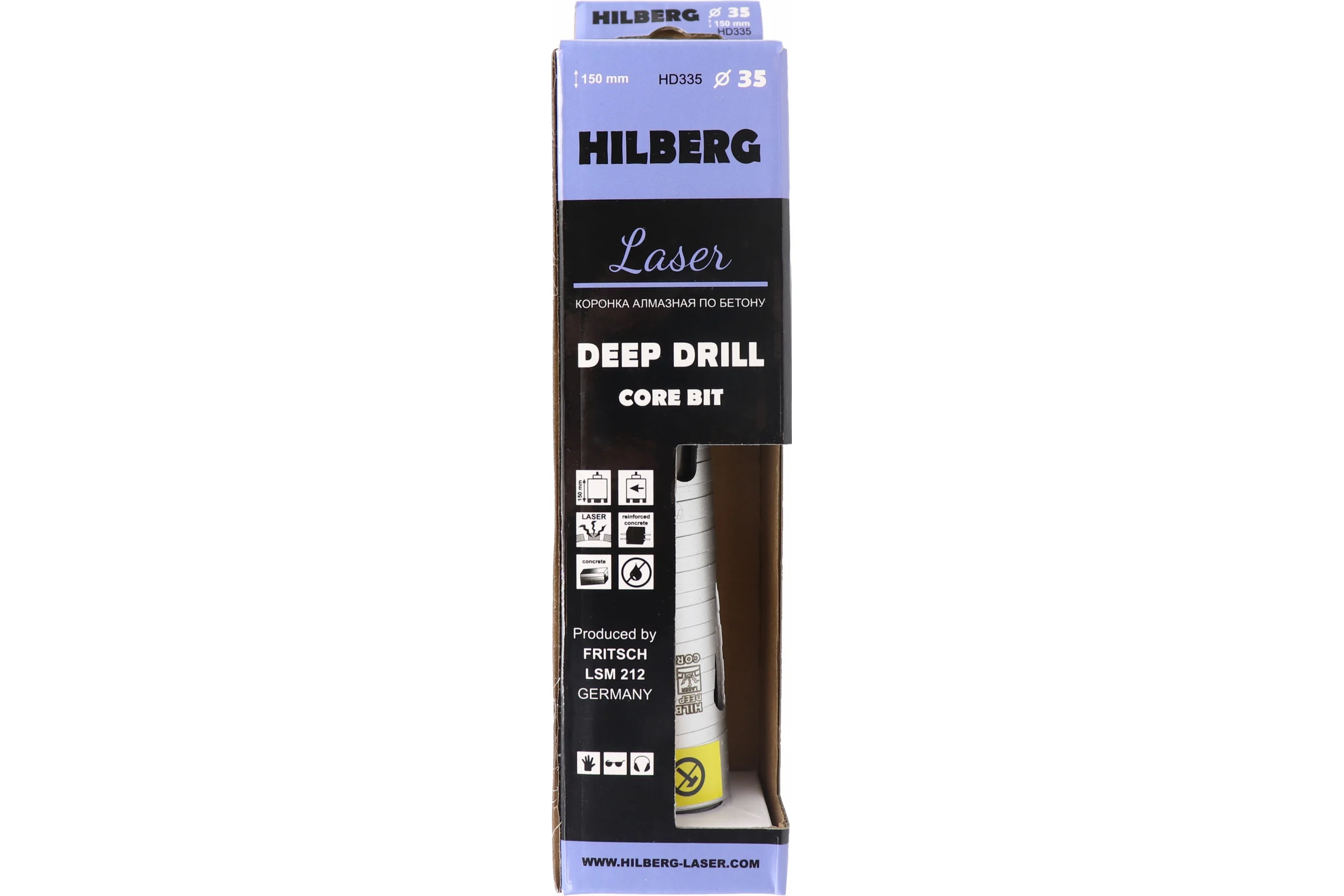 Коронка алмазная по бетону Hilberg 35x150 мм Laser Deep Drill HD335