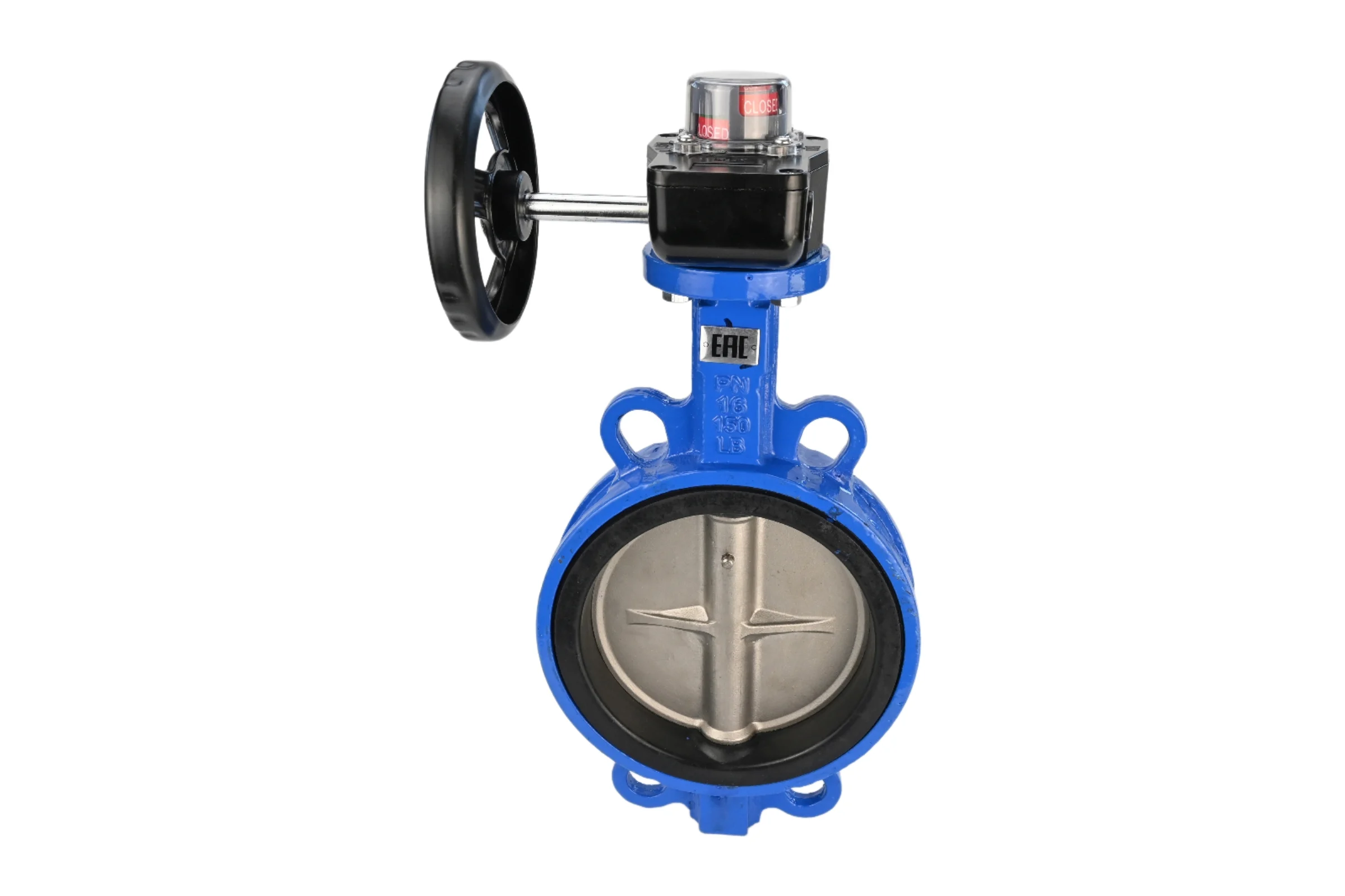 Дисковый поворотный затвор DN.ru GGG50-316L-EPDM Ду100 Ру16 с редуктором HGB-1 D050-12998