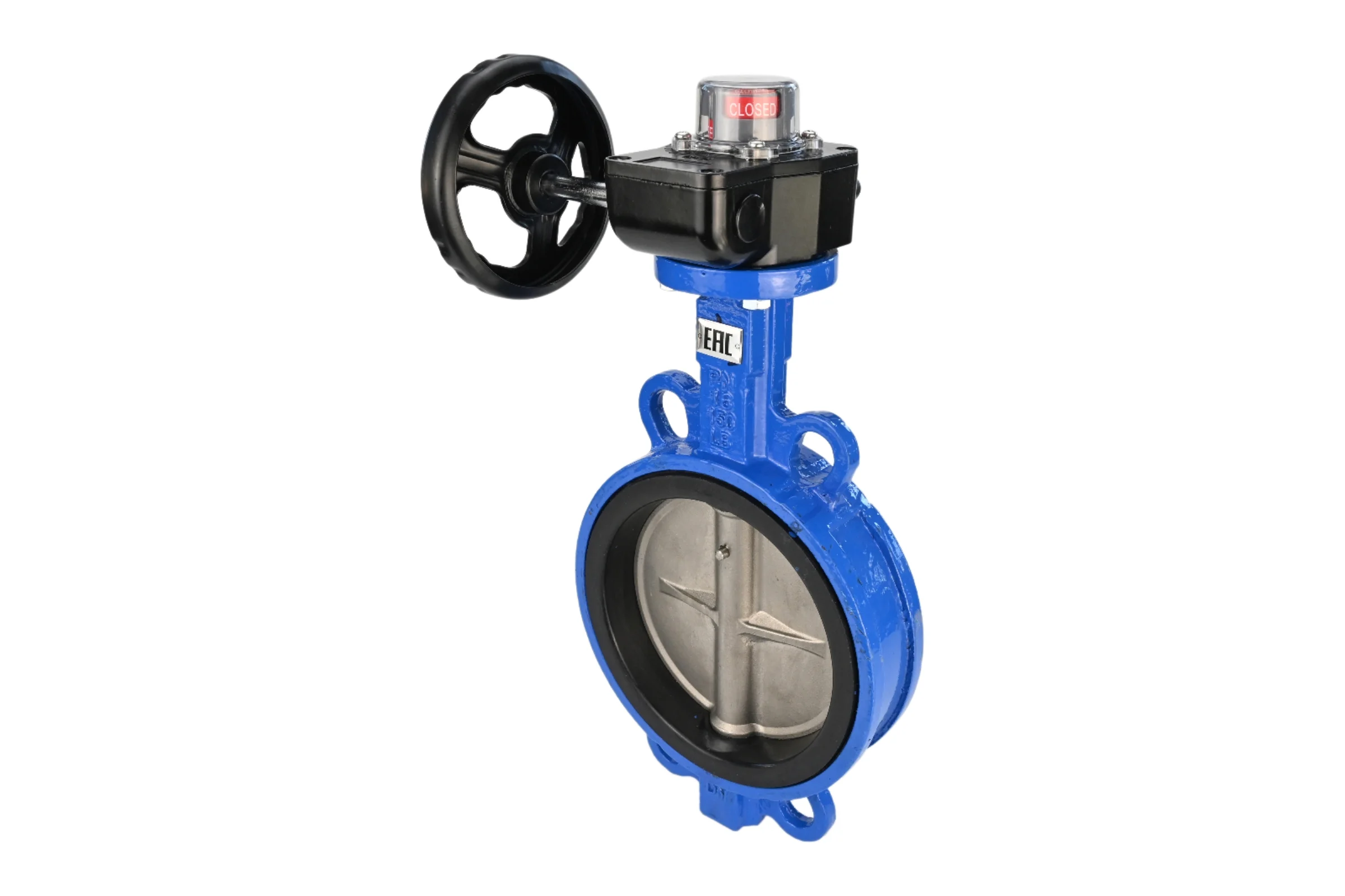 Дисковый поворотный затвор DN.ru GGG50-316L-EPDM Ду100 Ру16 с редуктором HGB-1 D050-12998