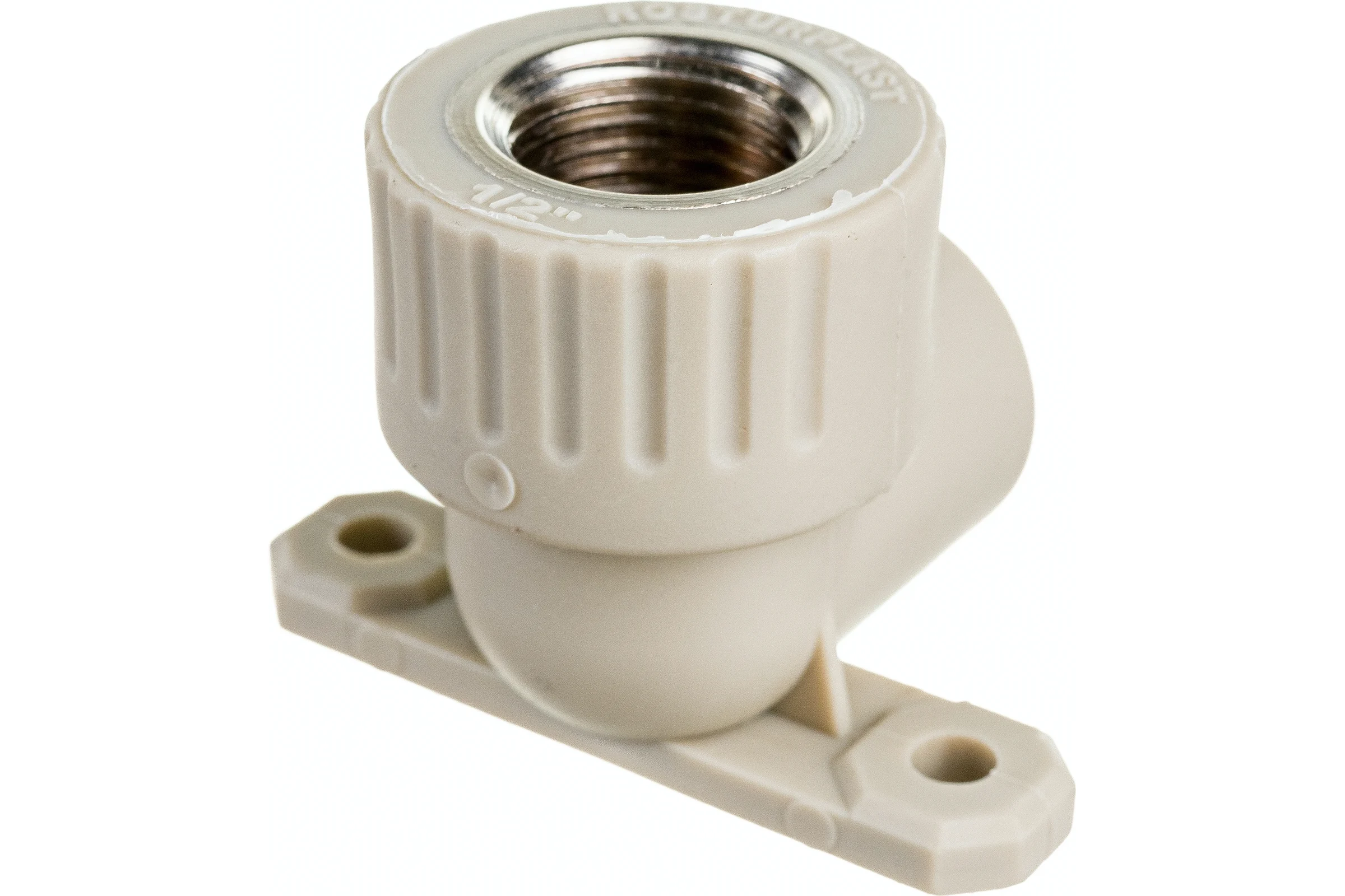Угольник с креплением RTP PN25 комбинированный, внутренняя резьба D20х1/2 мм, серая 11045
