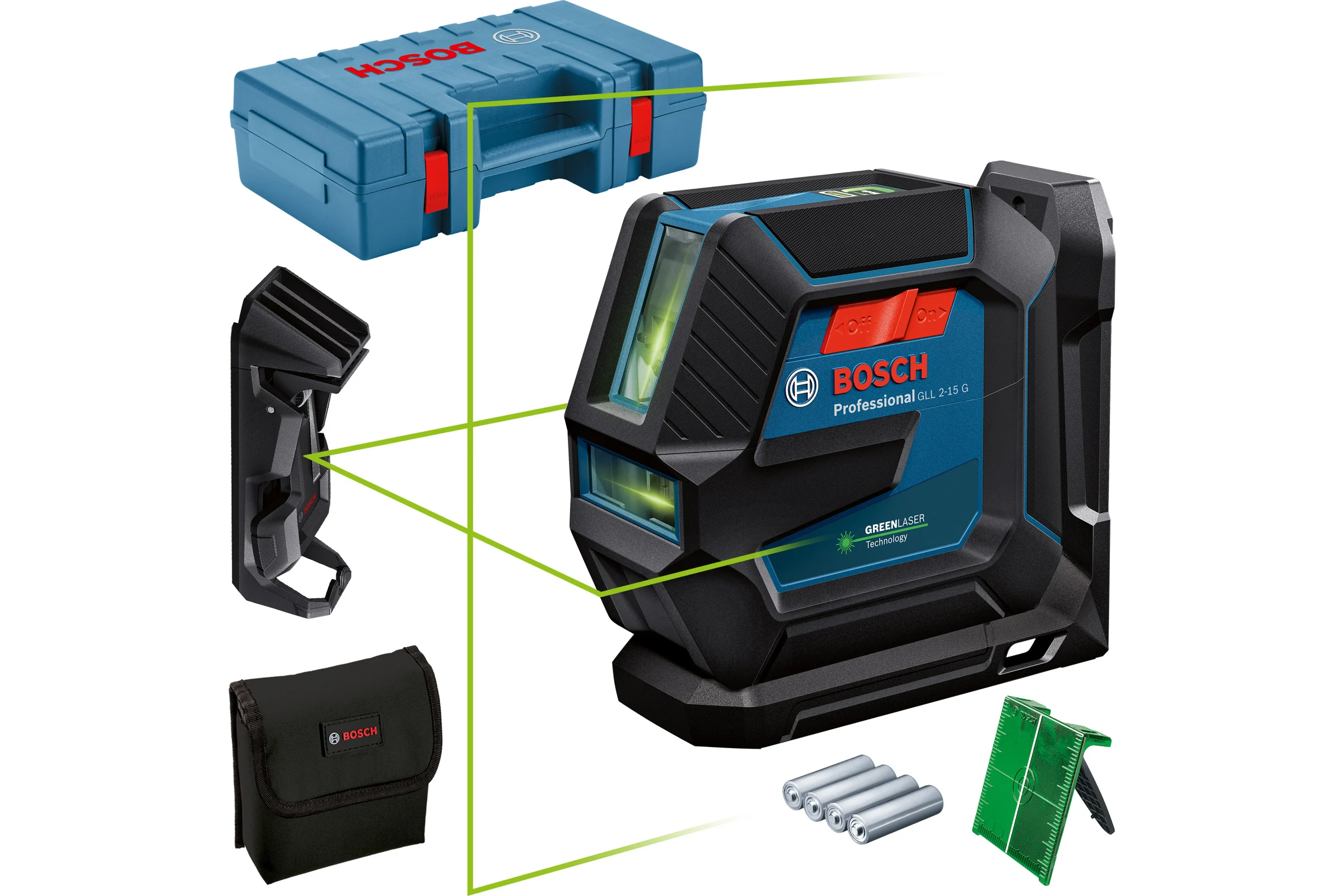Лазерный нивелир Bosch GLL 2-15G + LB10 + клипса + кейс 0601063W02