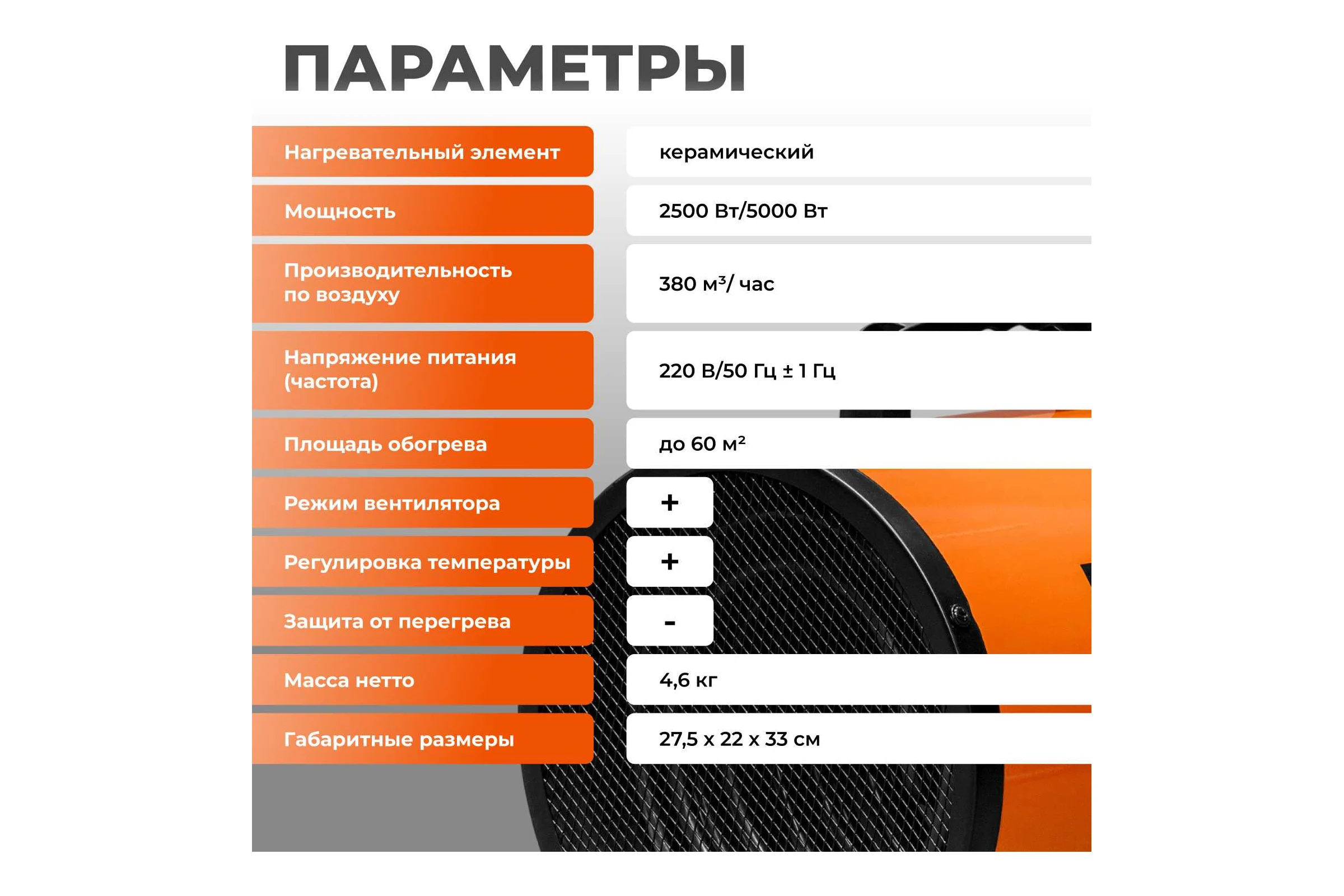 Нагреватель воздуха ECOTERM электрический EHR-05/3G ET3722-5