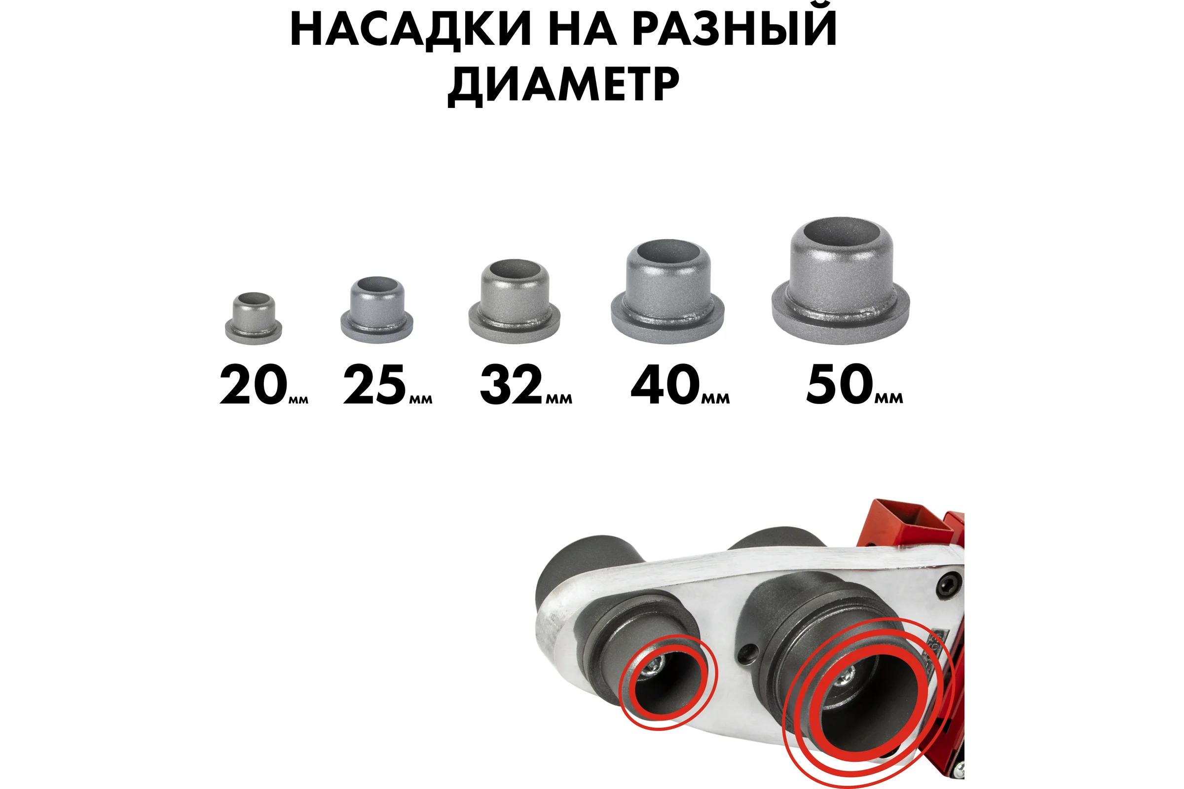 Сварочный аппарат для пластиковых труб QUATTRO ELEMENTI ST-1800 1800 Вт, насадки 20-50 мм 793-343