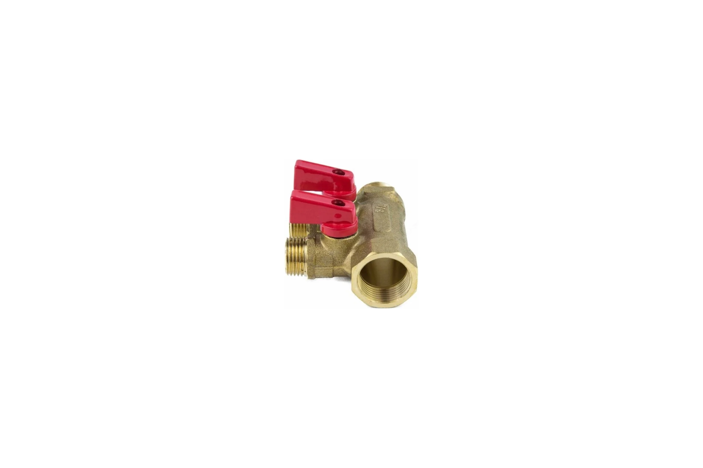 Коллектор Aquasfera латунь, шаровой кран, красный, 3/4", 2 выхода, 1/2", 35 мм 9026-01 027-8993