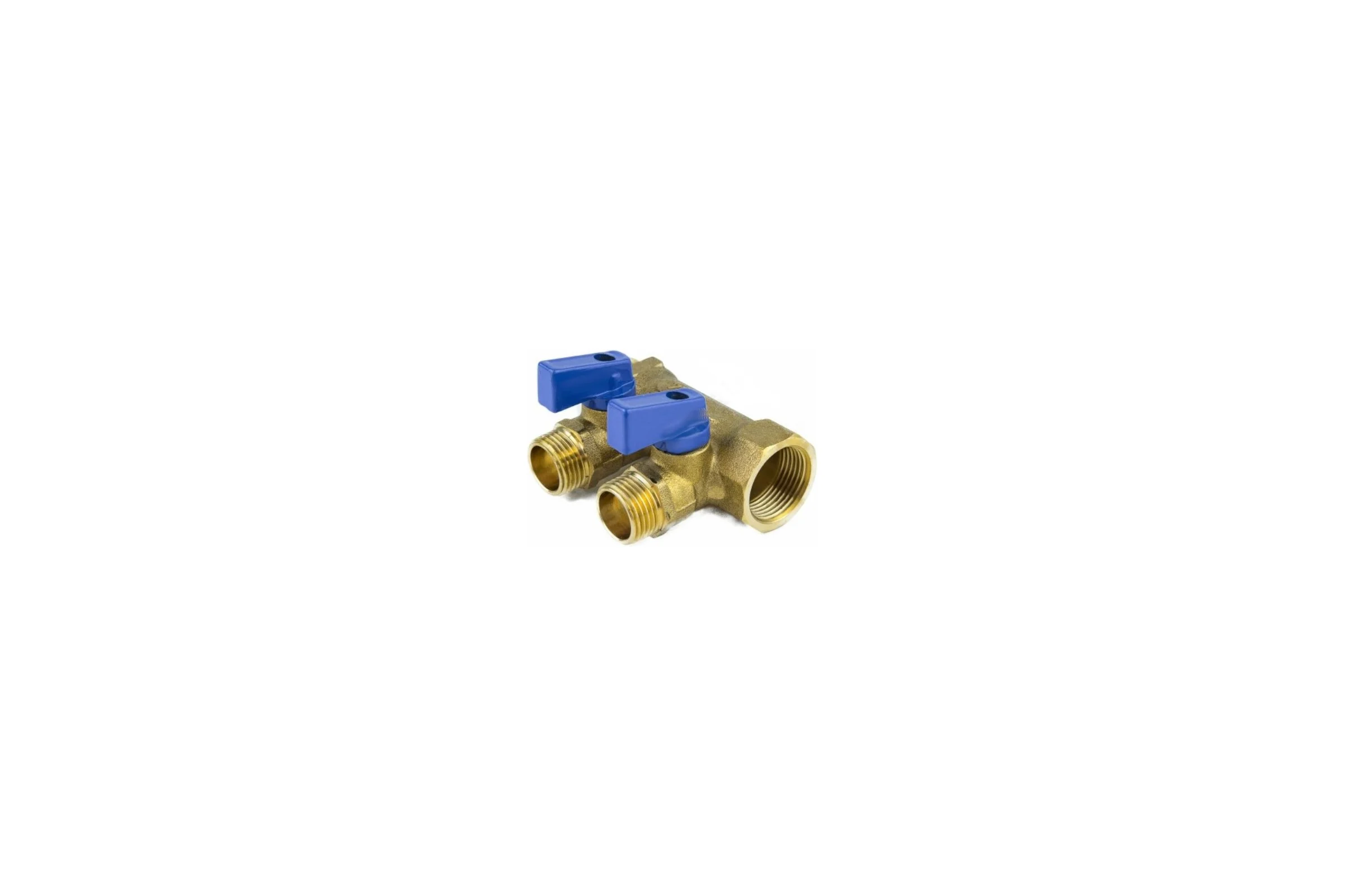 Коллектор Aquasfera латунь, шаровой кран, синий, 3/4", 2 выхода, 1/2", 35 мм 9025-01 027-8990