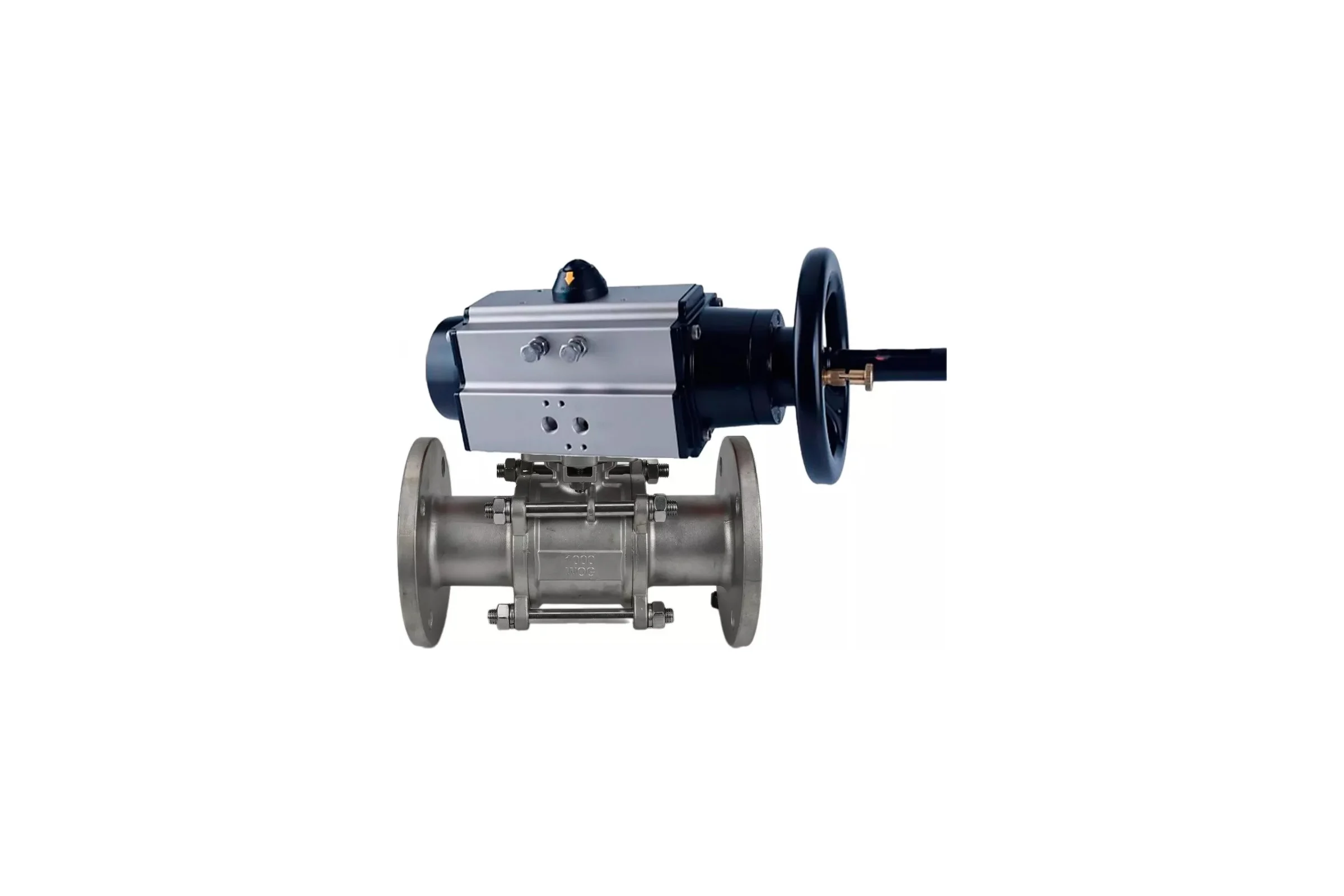 Шаровой кран DN.ru КШФПТ-ISO.316.180 Ду80 Ру25 с пневмоприводом D160-31008