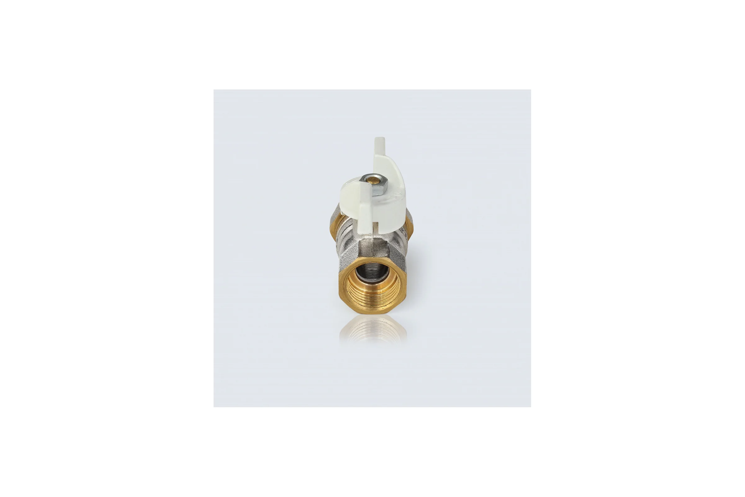 Кран шаровой латунный Aquasfera 1127 Standard никелированный, Ду20, Ру30, муфта/американка, полнопроходной, бабочка 1127-02 107-8065