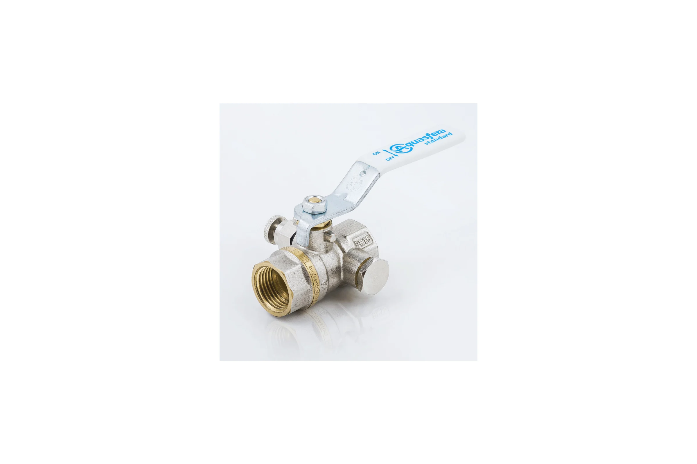 Кран шаровой латунный Aquasfera 1132 Standard никелированный, Ду20, Ру30, муфта/муфта, рычаг, с воздухоотводчиком 1132-02 107-8254