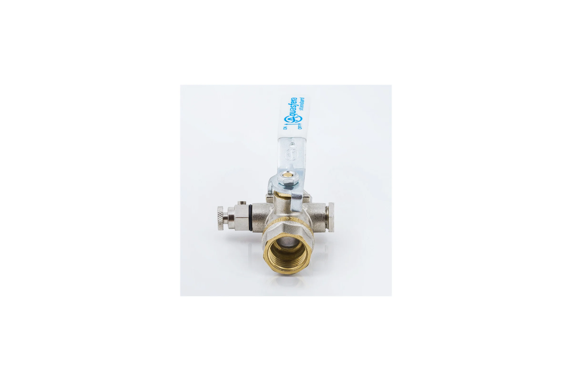 Кран шаровой латунный Aquasfera 1132 Standard никелированный, Ду25, Ру25, муфта/муфта, рычаг, с воздухоотводчиком 1132-03 107-8255
