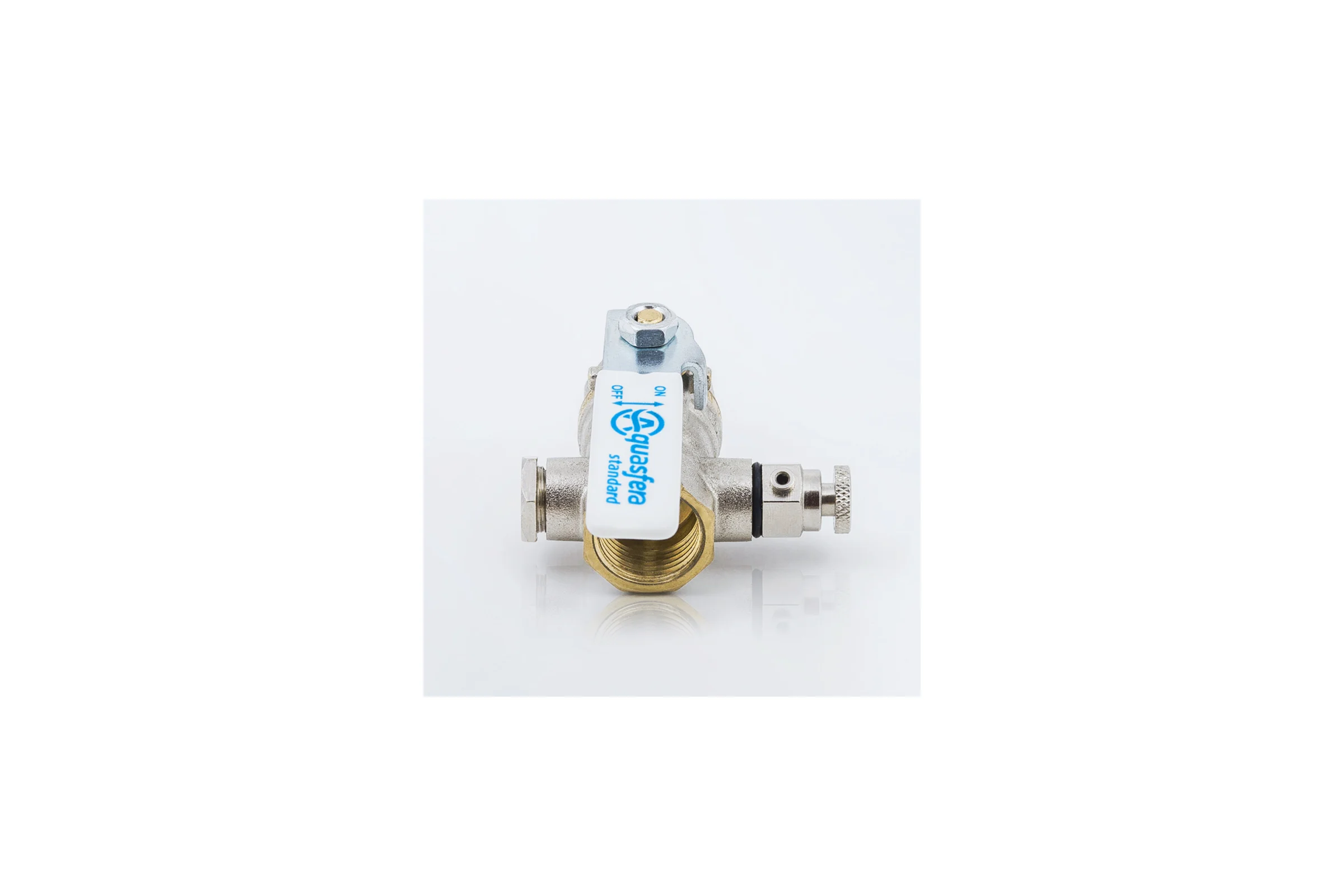 Кран шаровой латунный Aquasfera 1132 Standard никелированный, Ду25, Ру25, муфта/муфта, рычаг, с воздухоотводчиком 1132-03 107-8255