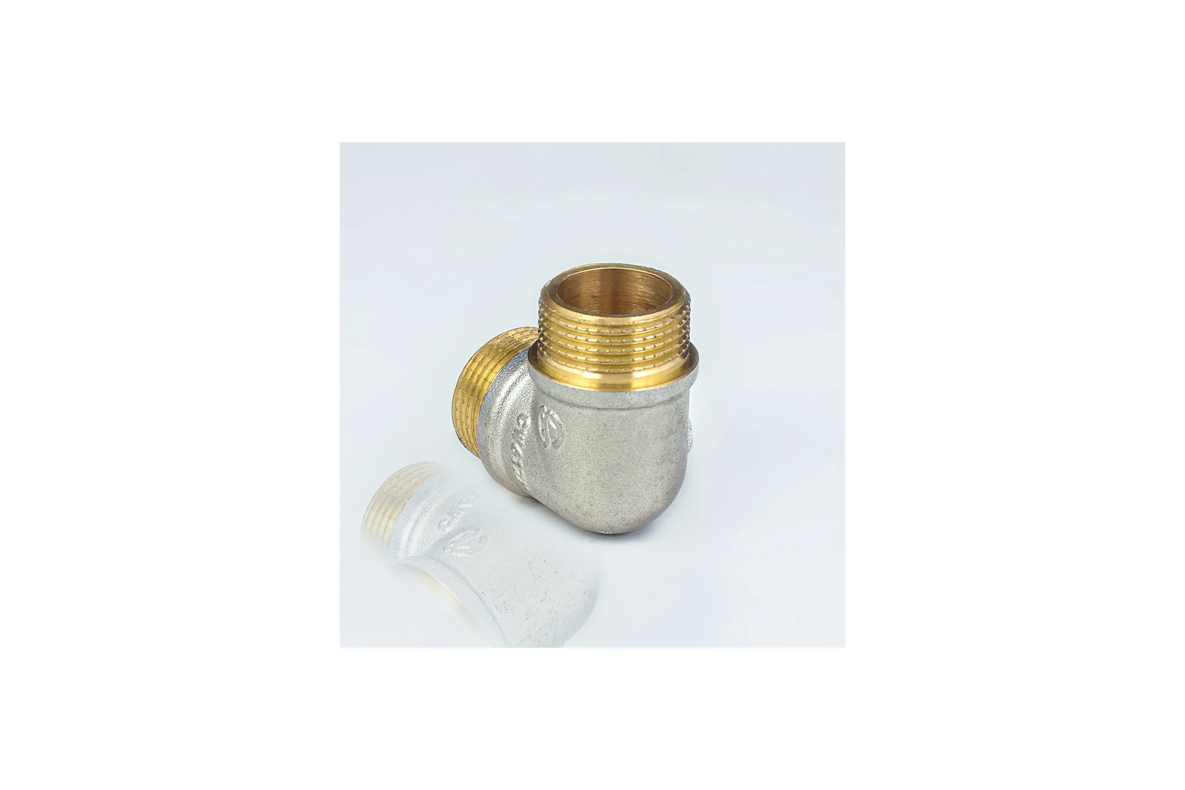 Угольник латунный с ребордой Aquasfera Ду25, резьба/резьба, никель 9005-03 128-6193