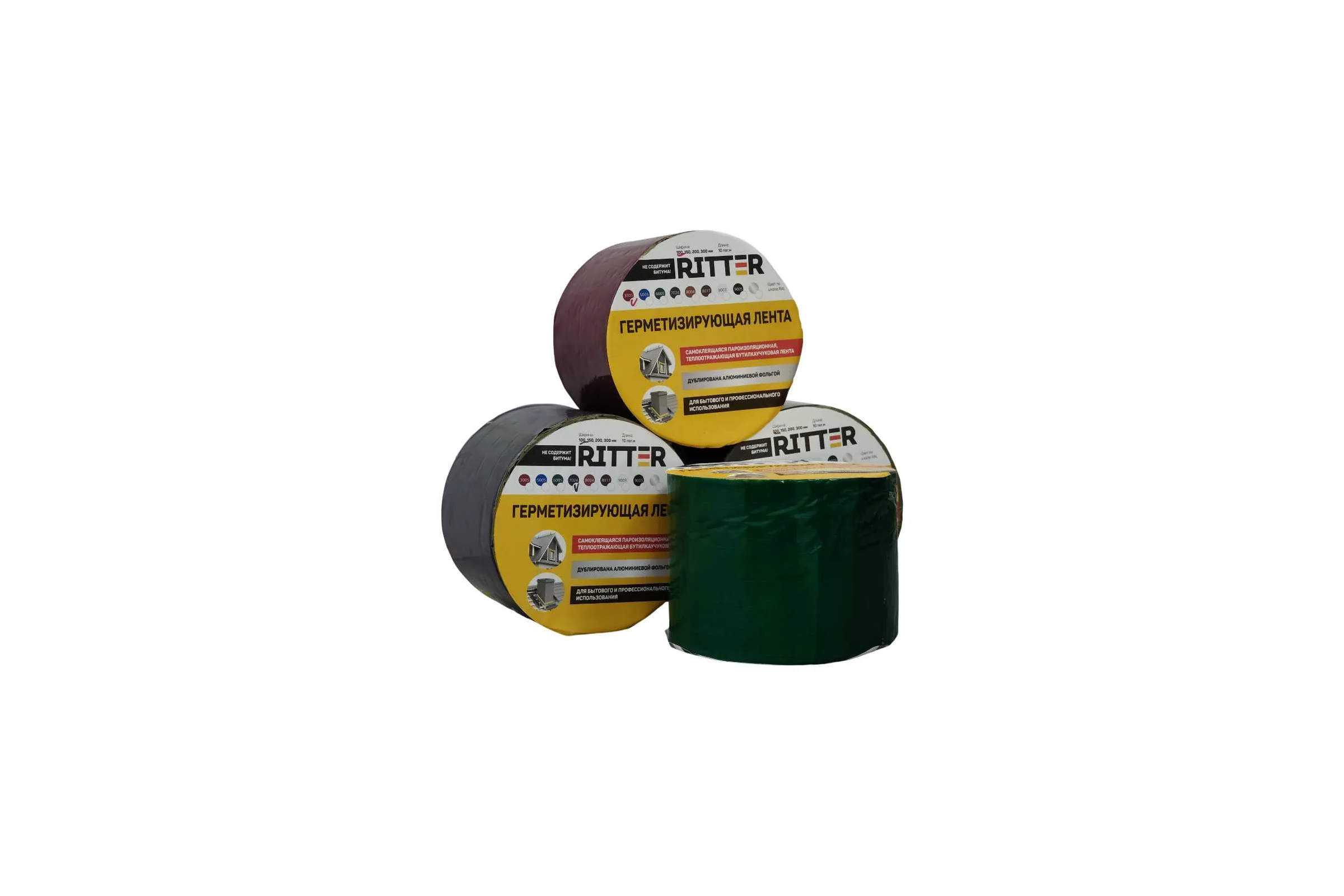 Герметизирующая лента RITTER 100 мм, 10 м, зеленый RAL 6005 100-10-RAL6005