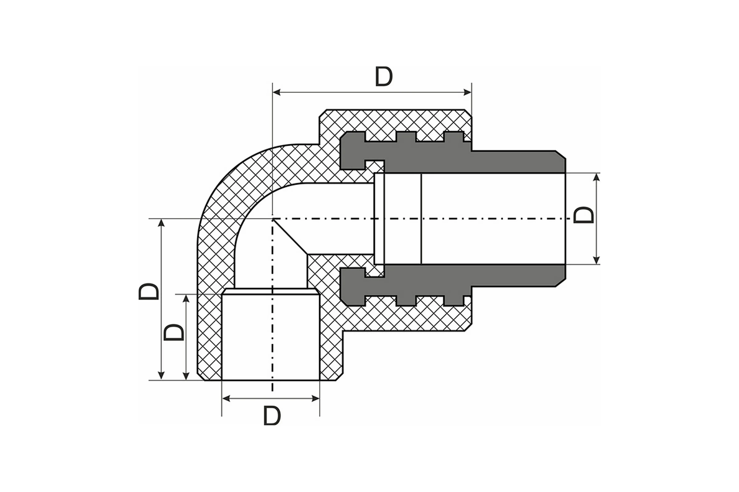 Комбинированный уголок VRT 25х1/2 нар., серый, Россия EVER plast 538426