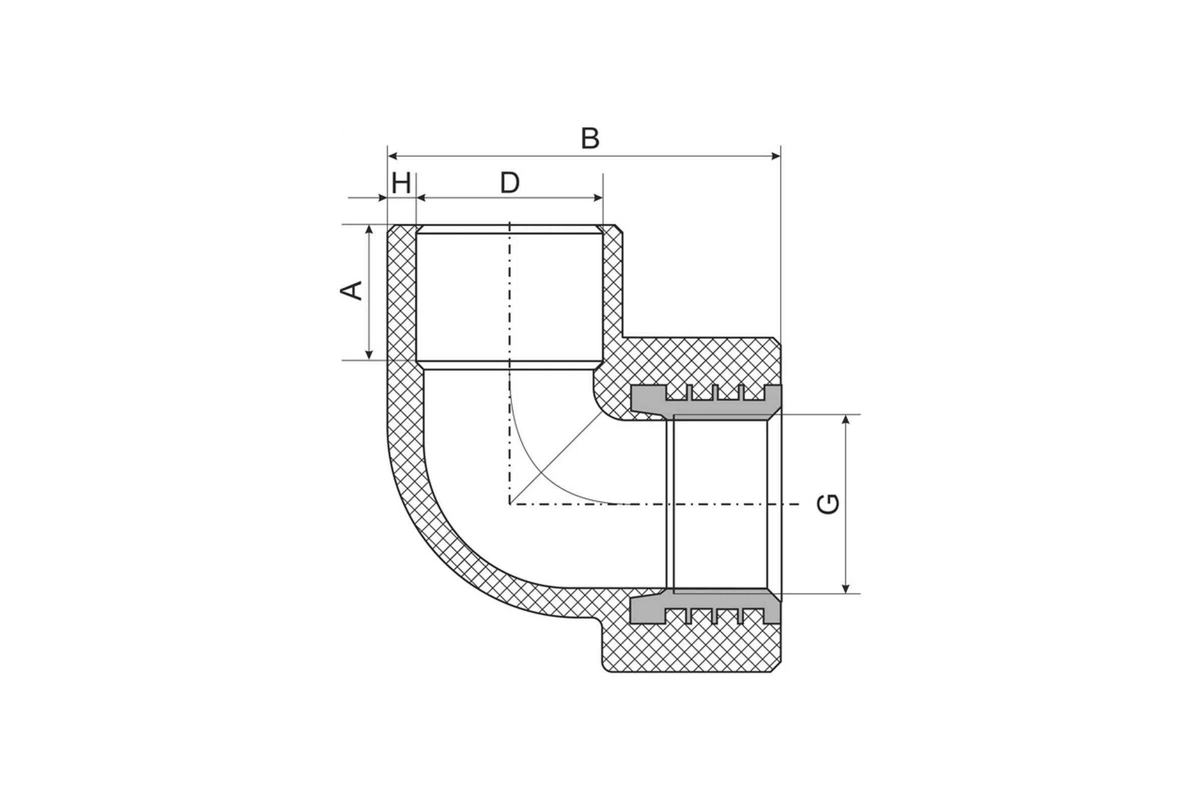 Комбинированный уголок VRT 25х1/2 вн., серый, Россия EVER plast 538432