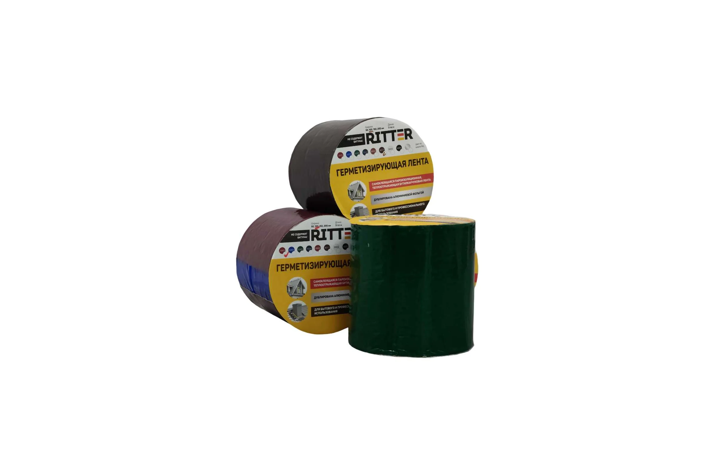 Герметизирующая лента RITTER 100 мм, 3 м, зеленый RAL 6005 100-3-RAL6005