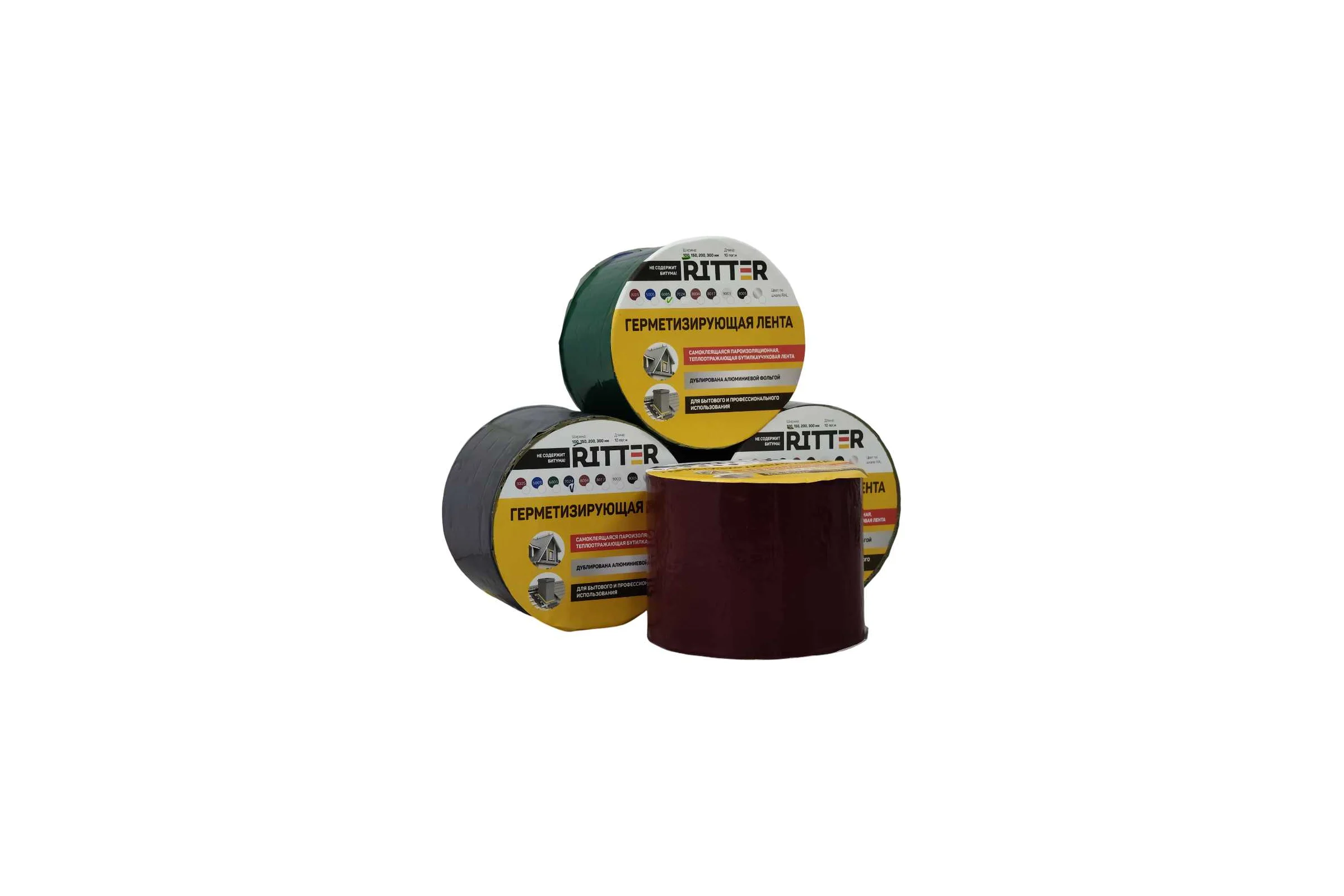 Герметизирующая лента RITTER 100 мм, 10 м, красный RAL 3005 100-10-RAL3005